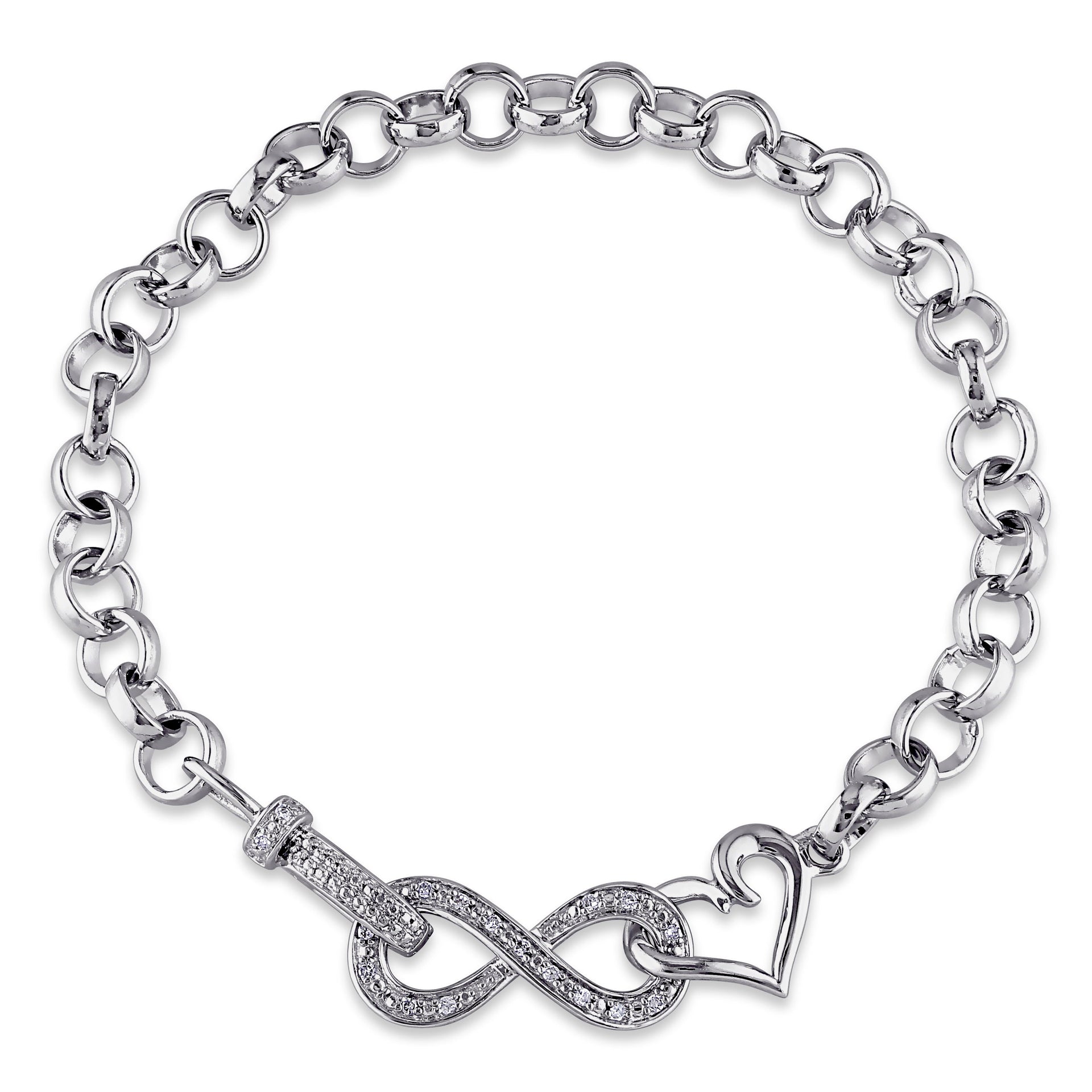 1/10ct TW Diamond Infinity Heart Bracelet in Sterling Silver