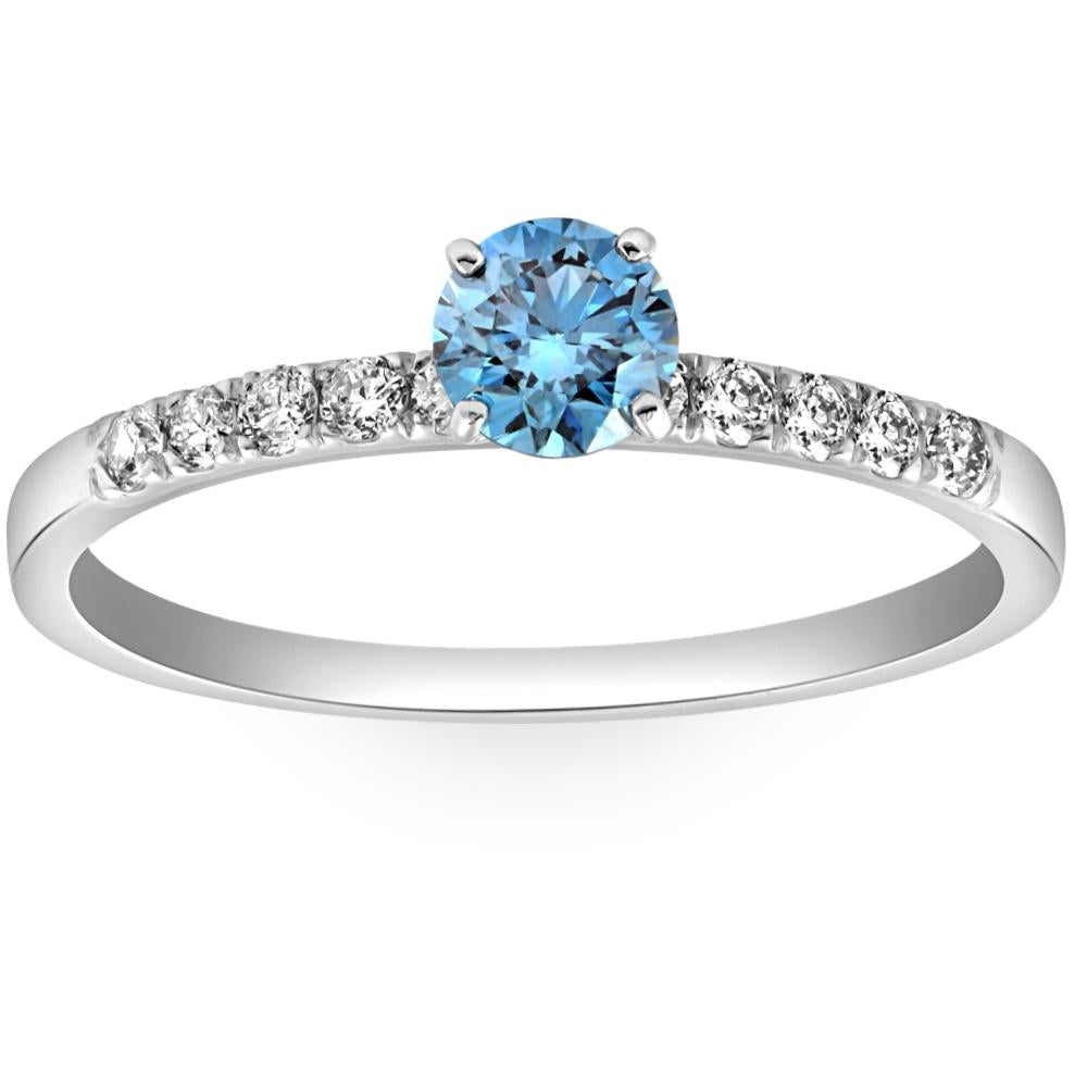 1/2 ct Blue Diamond Engagement Ring in White Gold