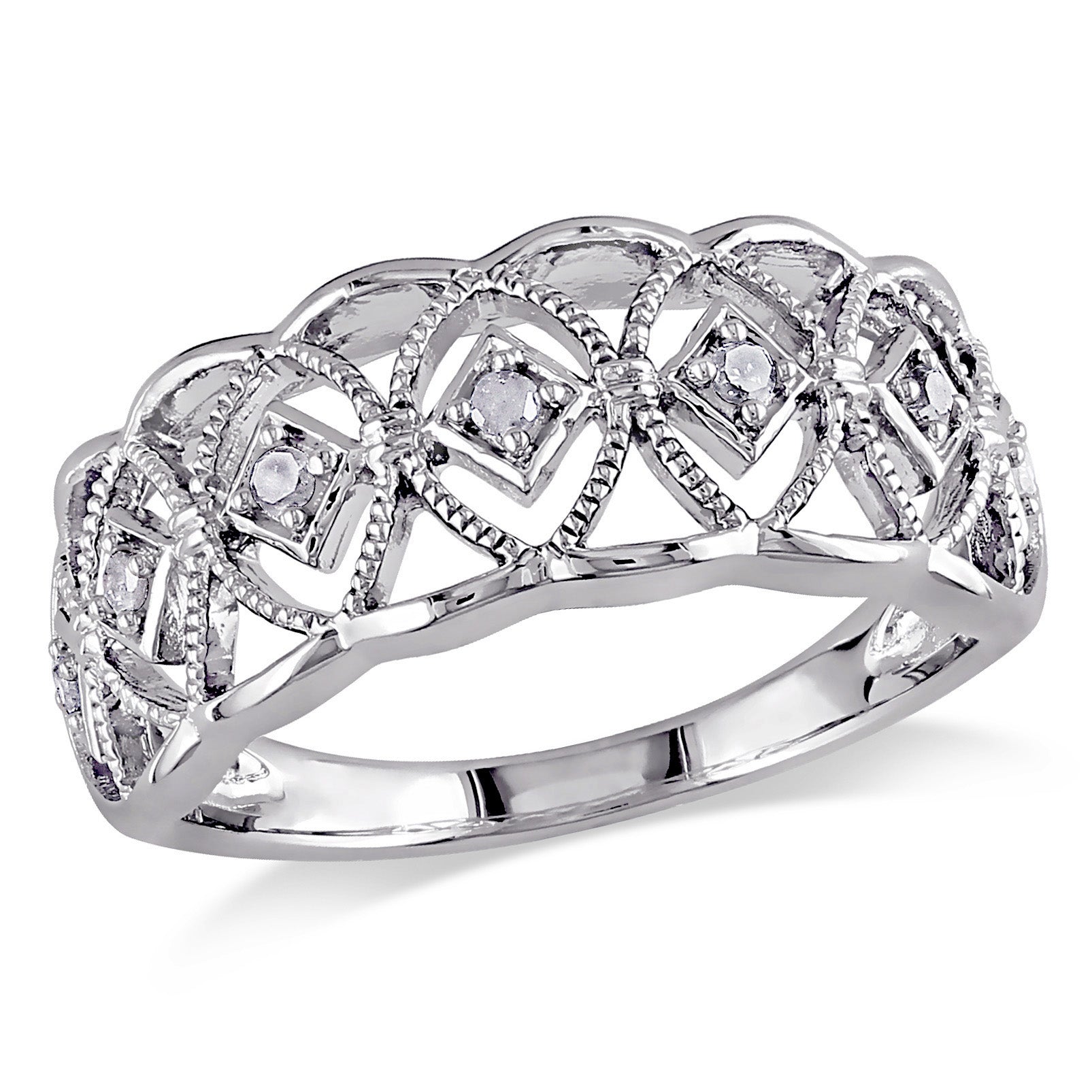 1/10ct TW Diamond Openwork Ring in Sterling Silver