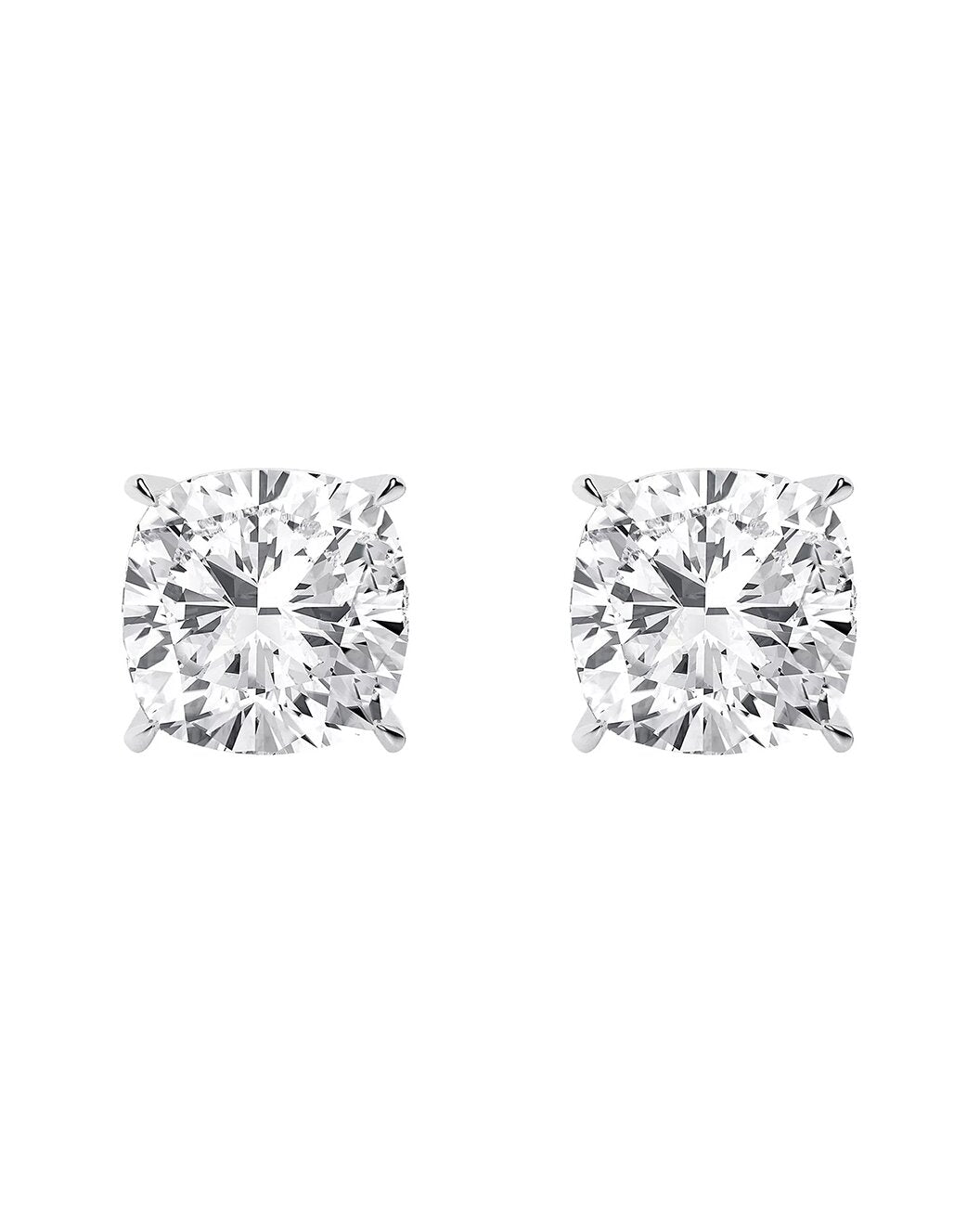 4 Carat Cushion Cut Diamond Stud Earrings