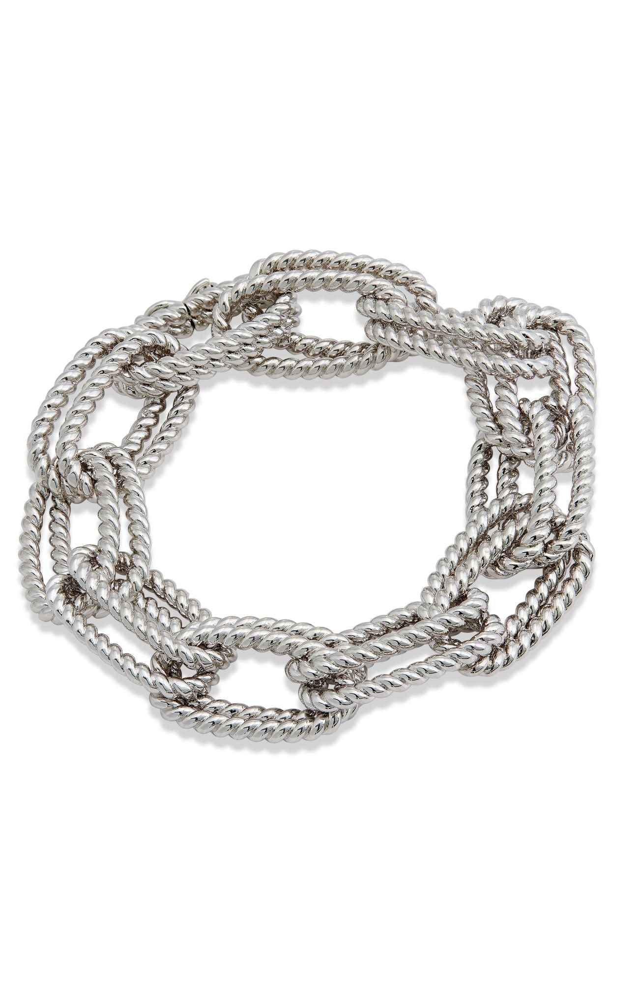 Rhodium Plated Double Link Bracelet