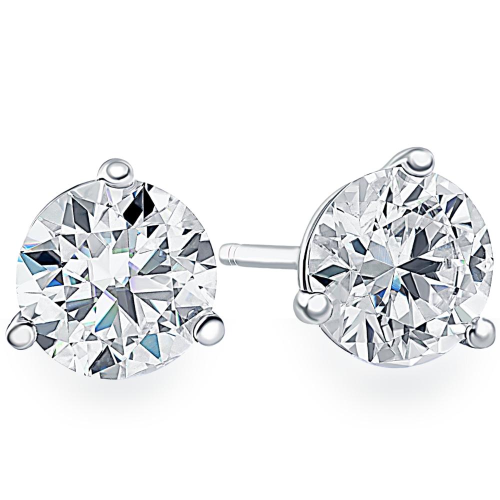 .85Ct Round Brilliant Cut Natural Diamond Stud Earrings in 14K Gold Martini Setting