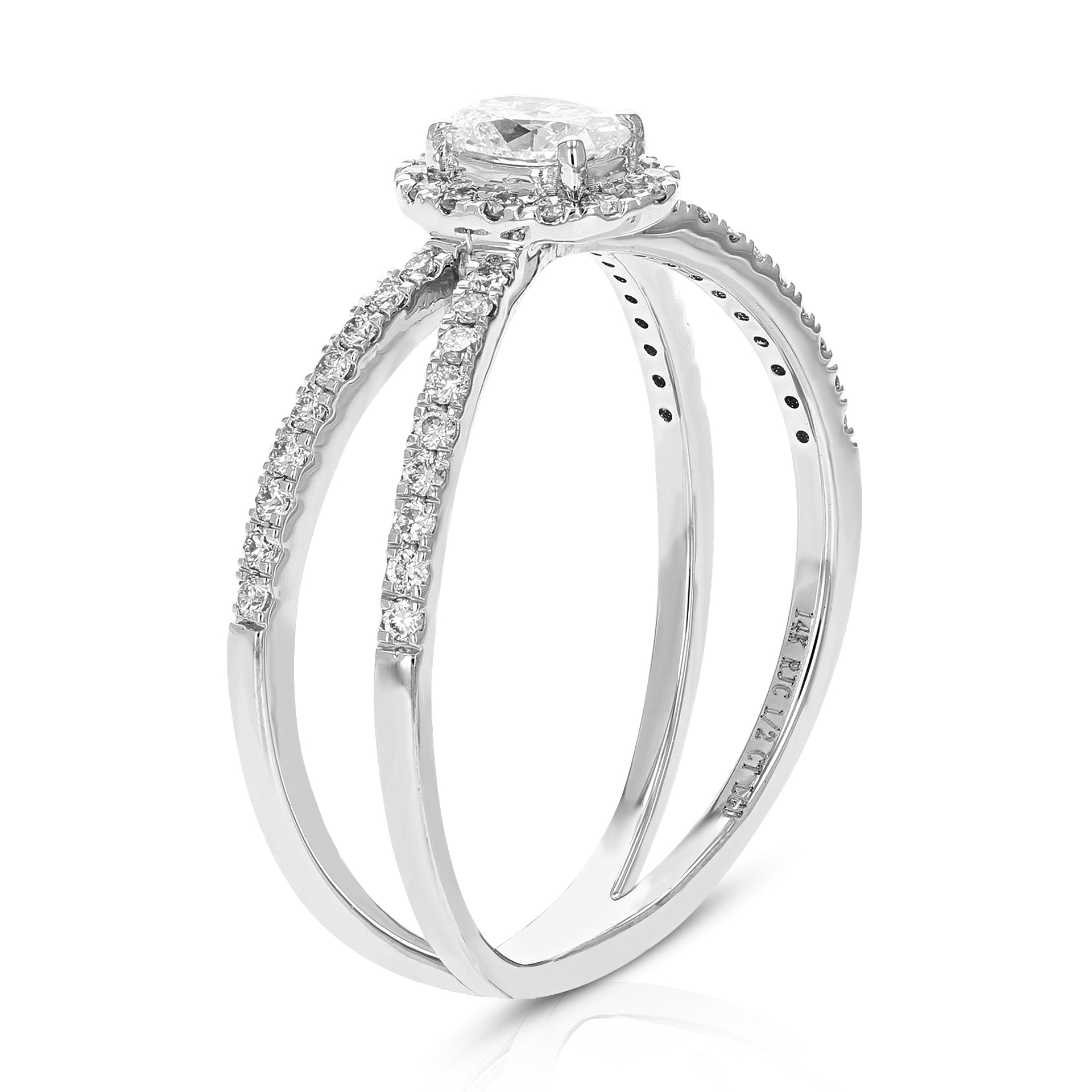 1/2 cttw Wedding Engagement Ring for Women, Round Lab Grown Diamond Ring in 14K White Gold, Prong Setting
