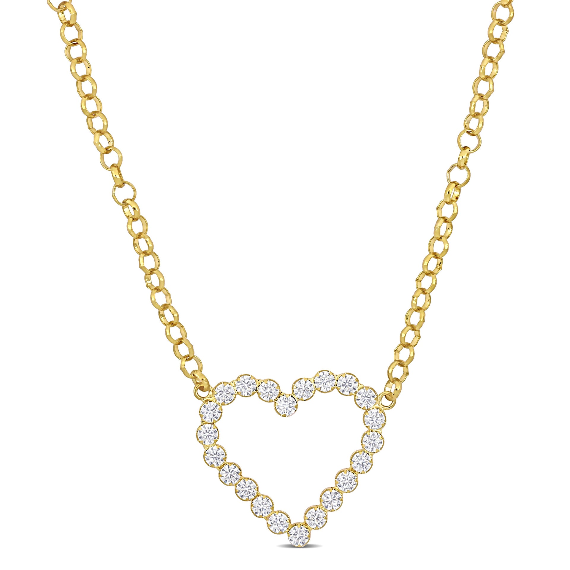 Mimi & Max 7 1/2 CT TGW Cubic Zirconia Open Heart Necklace in Yellow Silver - 18 in