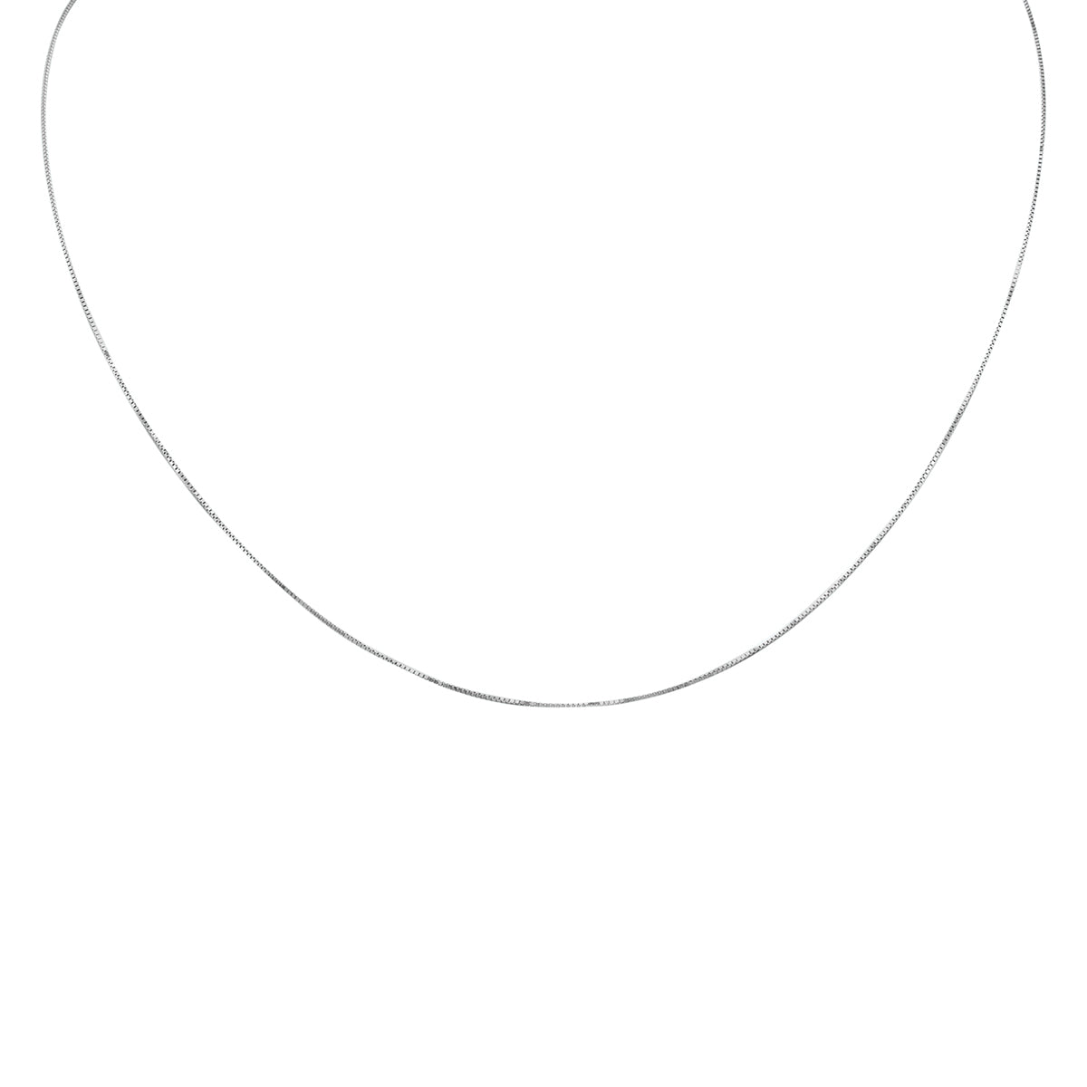 14K White Gold 0.6Mm Classic Box Chain With Spring Ring Clasp - 20 Inch