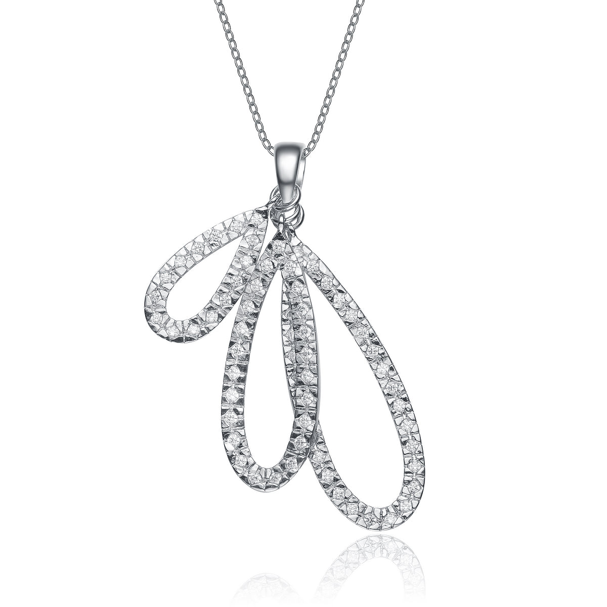 Sterling Silver Cubic Zirconia Three Pear Drop Pendant
