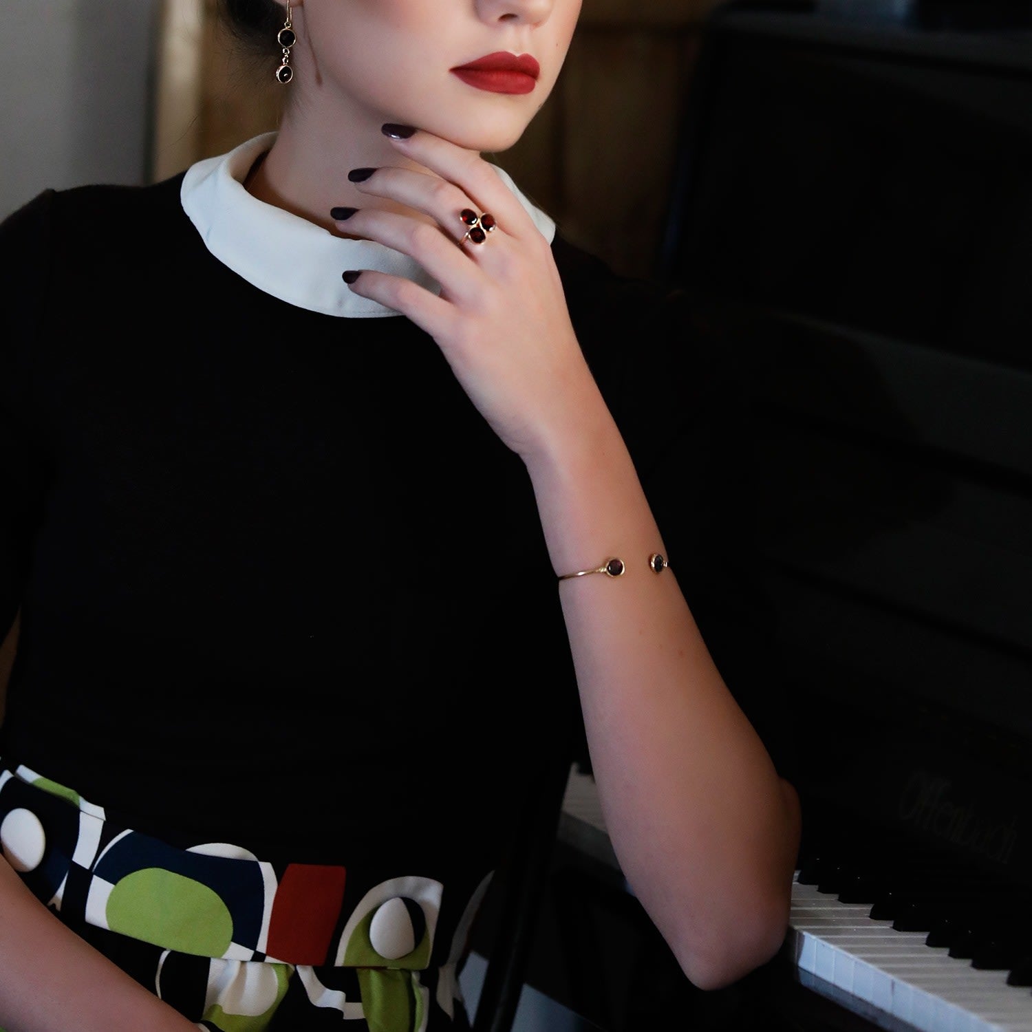 Brio Smoky Quartz Gold Cuff Bracelet