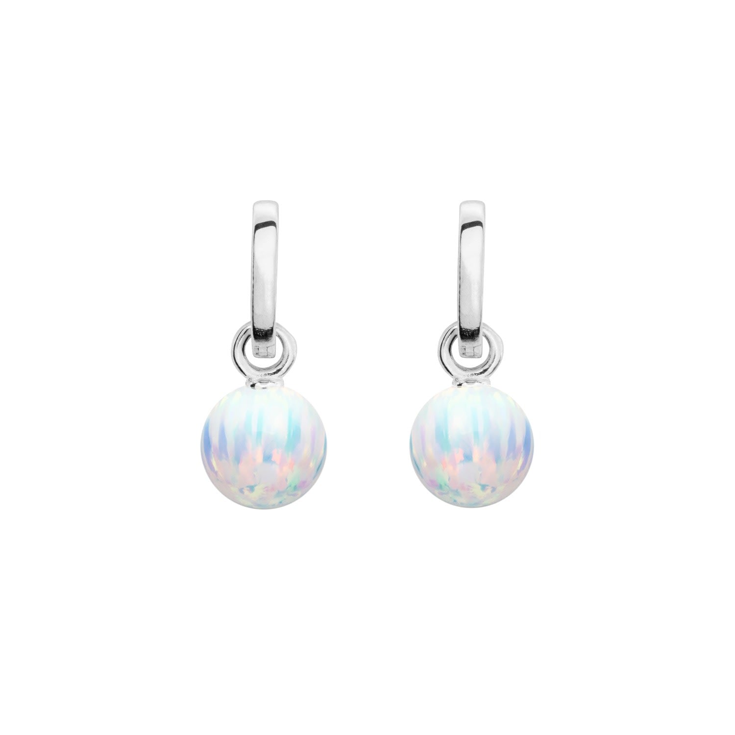 Ice Opal Hoop Earrings - Silver