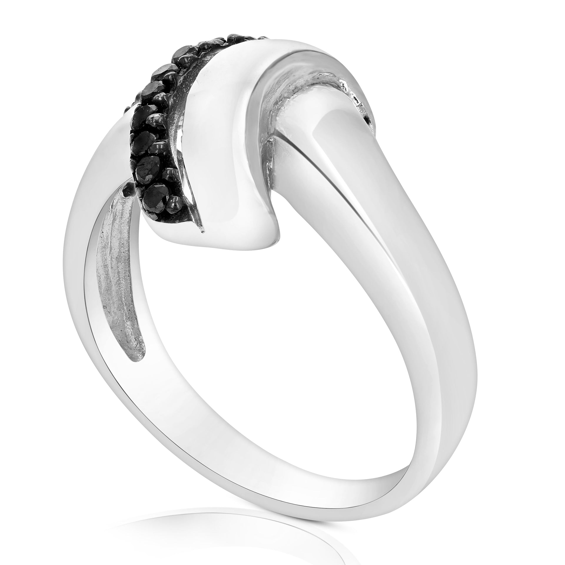 1/4 cttw Black Diamond Ring .925 Sterling Silver with Rhodium Plating
