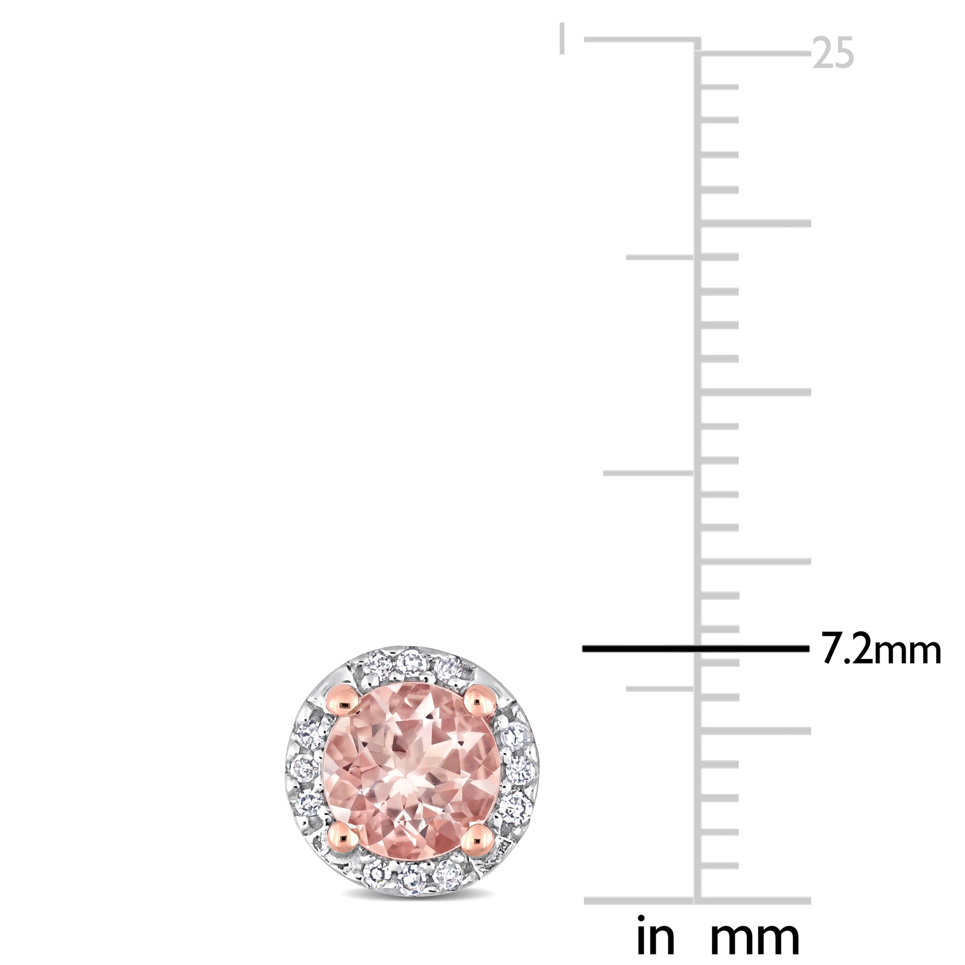 Morganite and Diamond Halo Stud Earrings in 10k Rose Gold