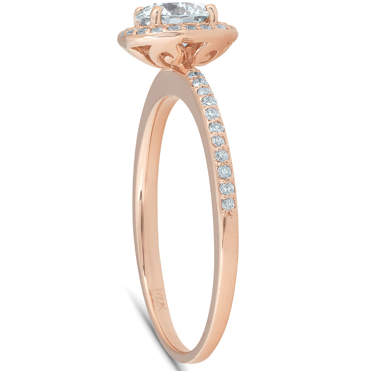 1 1/4ct Cushion Halo Rose Gold Lab Grown Diamond Engagement Ring 14K
