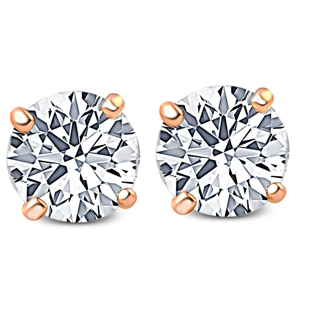 3/4ct Diamond Studs Screw Back 14K Rose Gold