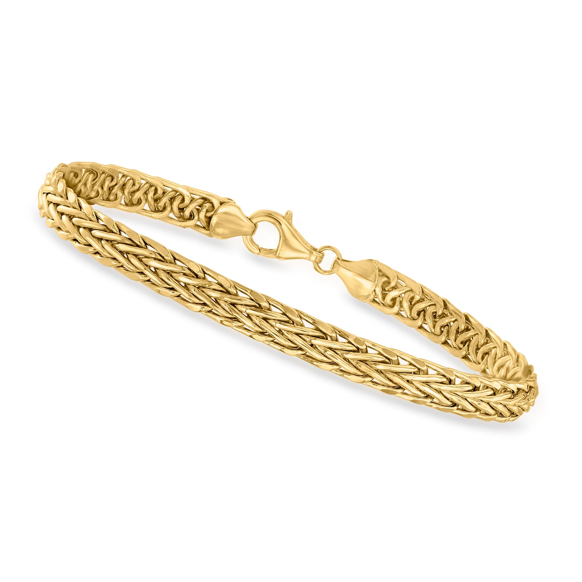 5mm 10kt Yellow Gold Flat Wheat-Link Bracelet