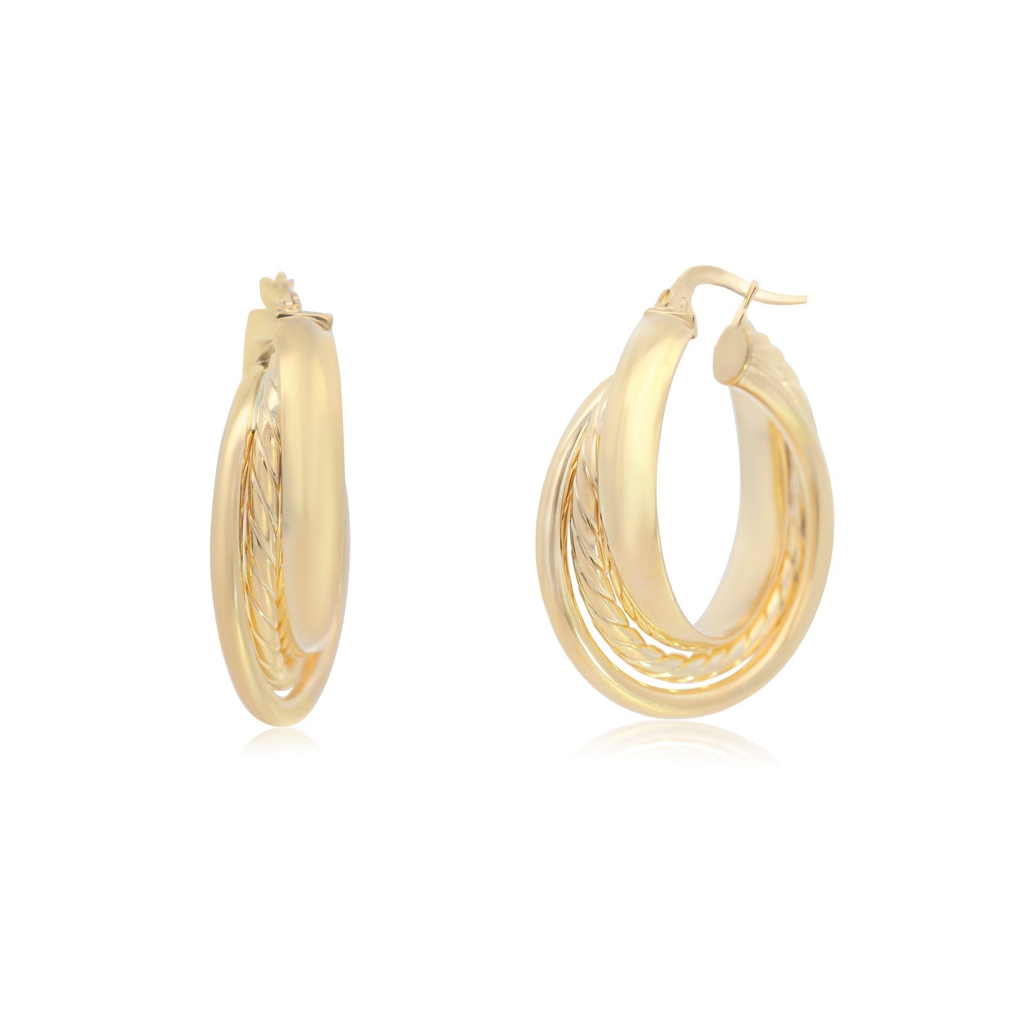 Triple Braided Gold Hoops