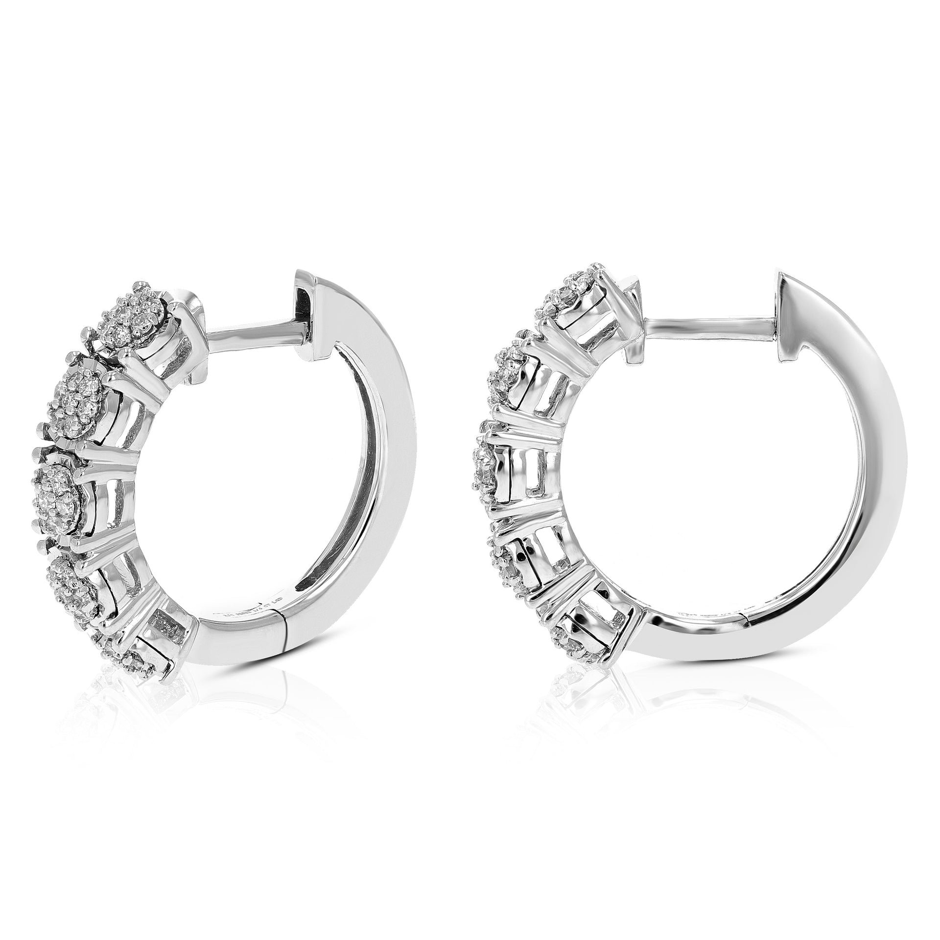 1/5 cttw Hoop Earrings Lab Grown Diamond Earrings Round Cut Prong Set in .925 Sterling Silver