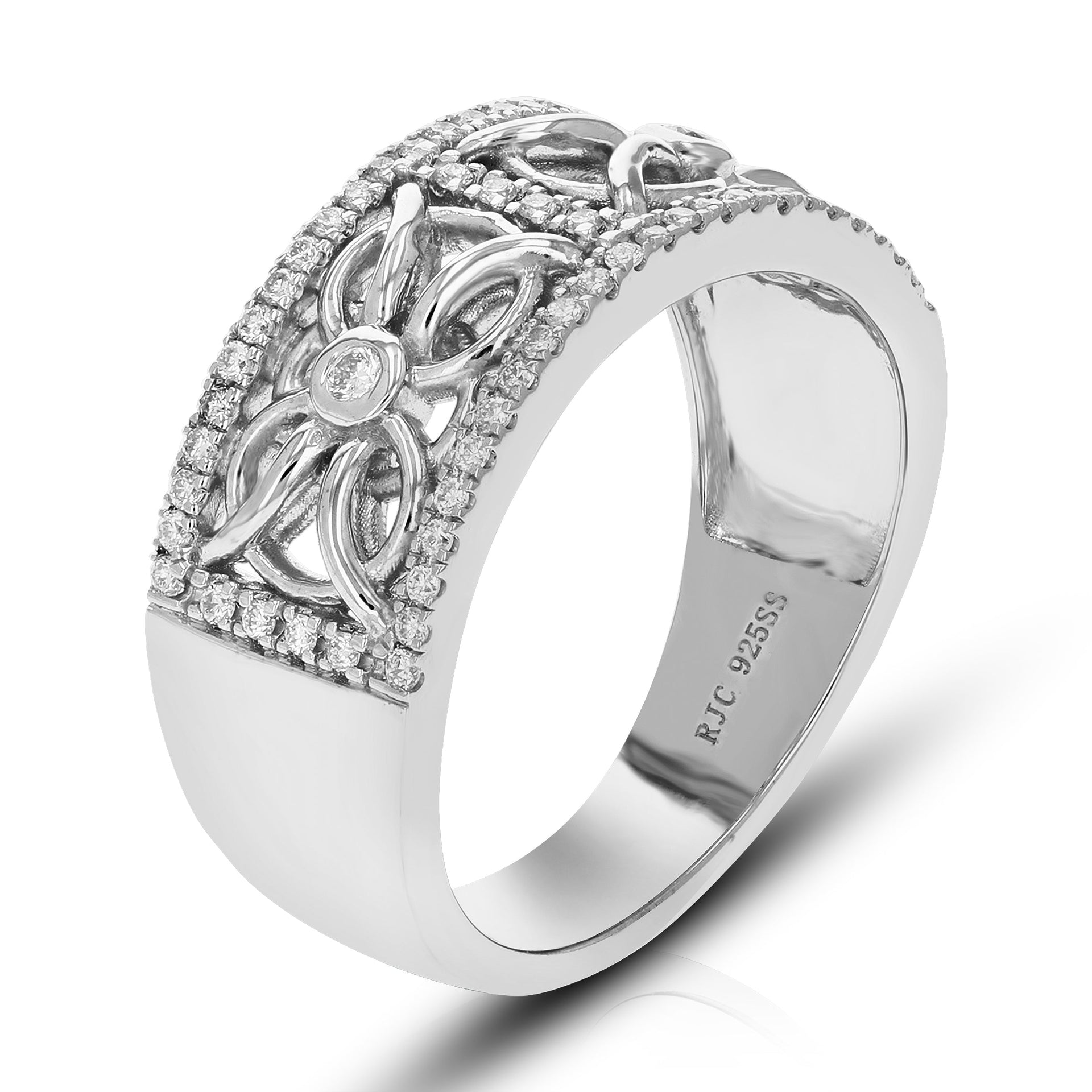 1/3 cttw Round Cut Lab Grown Diamond Wedding Band 62 Stones .925 Sterling Silver Prong Set