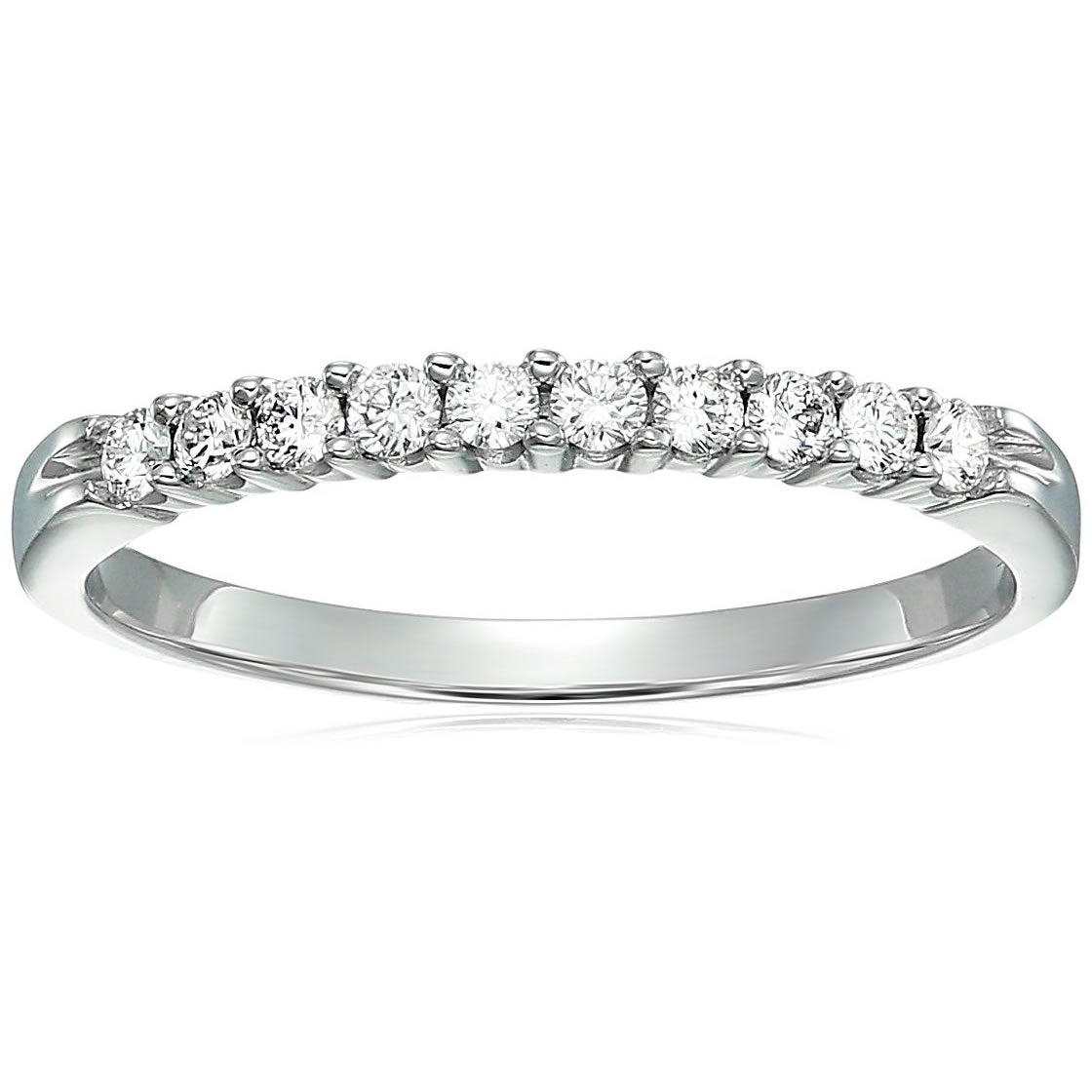 1/3 Cttw Diamond Wedding Band 14K White Gold 10 Stone Prong Set Round
