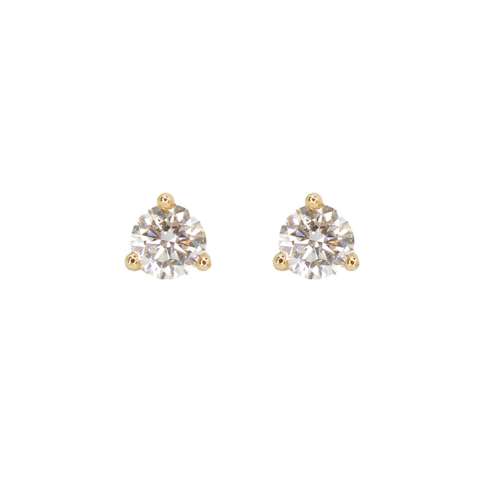 Gold Diamond Prong Stud Earring