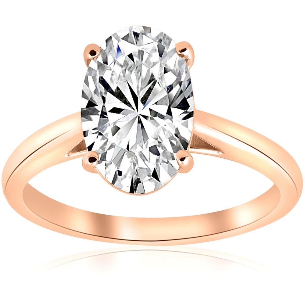 2ct Oval Cut Lab Grown Diamond Solitaire Engagement Ring 14k Rose Gold