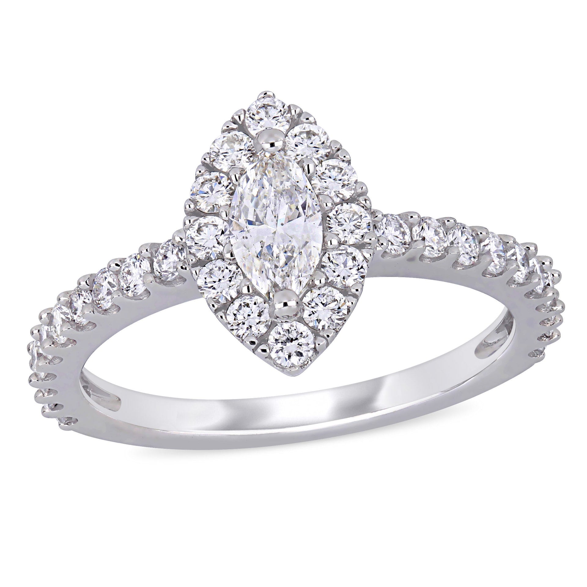 Mimi & Max 1ct TW Diamond Halo Engagement Ring 14k White Gold
