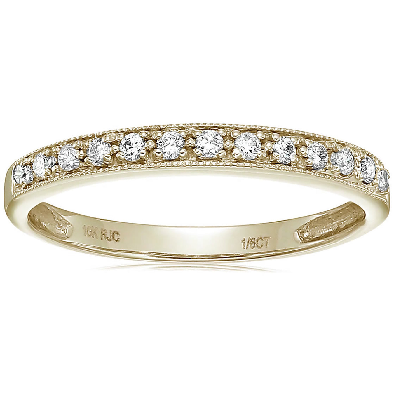 1/6 cttw Petite Diamond Wedding Band in 10K Gold with Milgrain