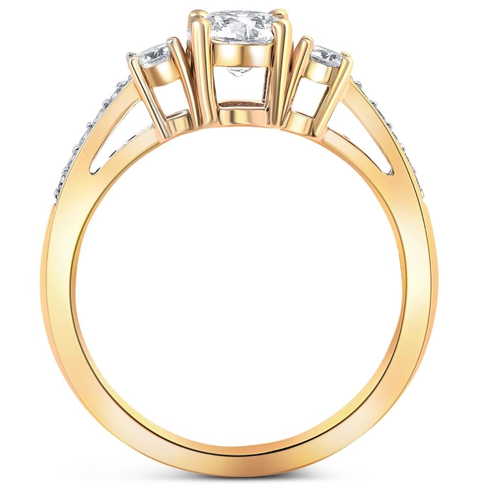 1 Ct T.W. Round Cut Three Stone Diamond Engagement Ring Lab Grown Gold