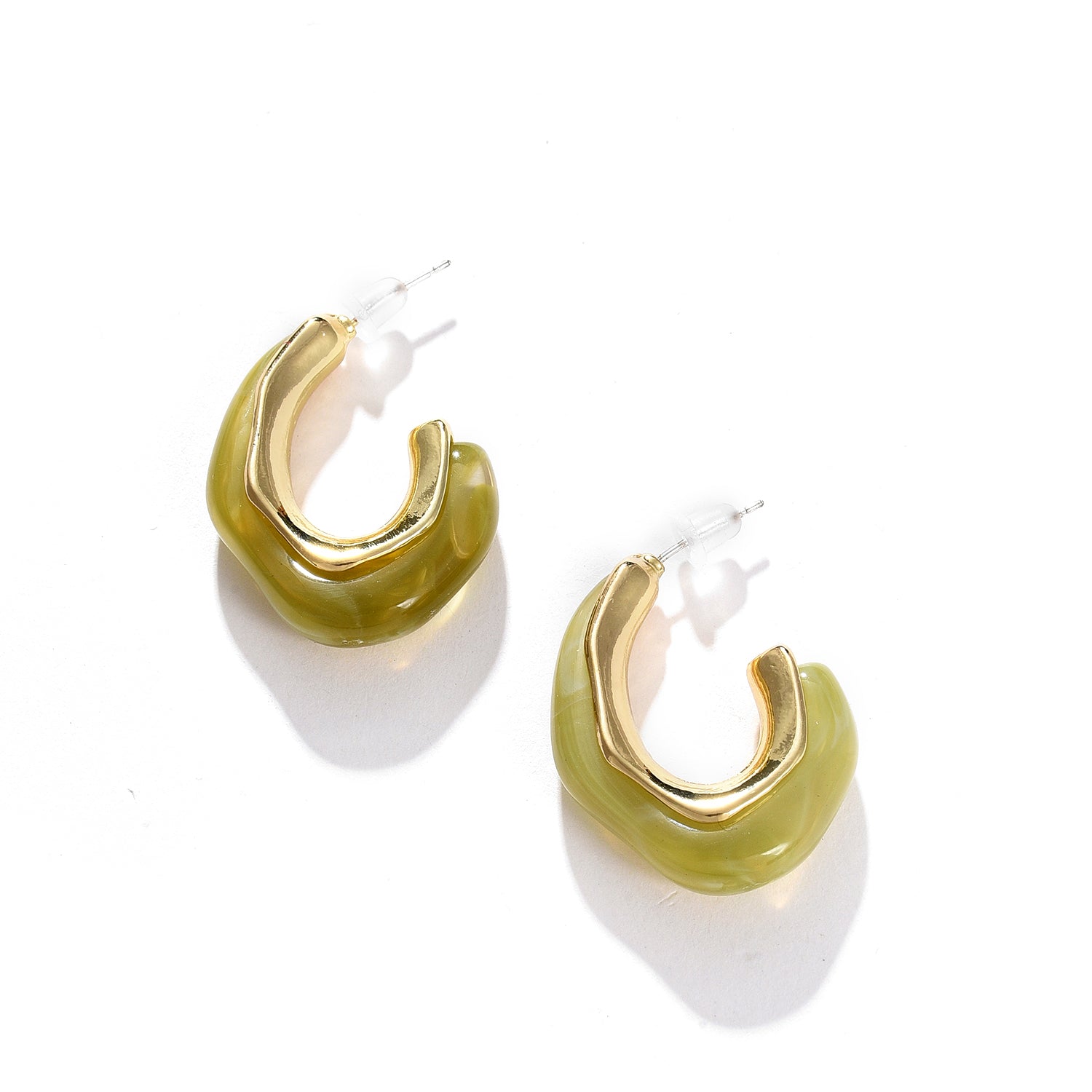 Green Contemporary Hoop Earrings