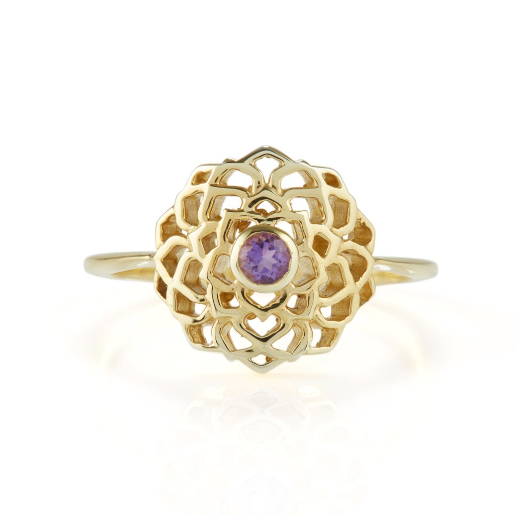 Crown Chakra Gold Vermeil Ring - Amethyst