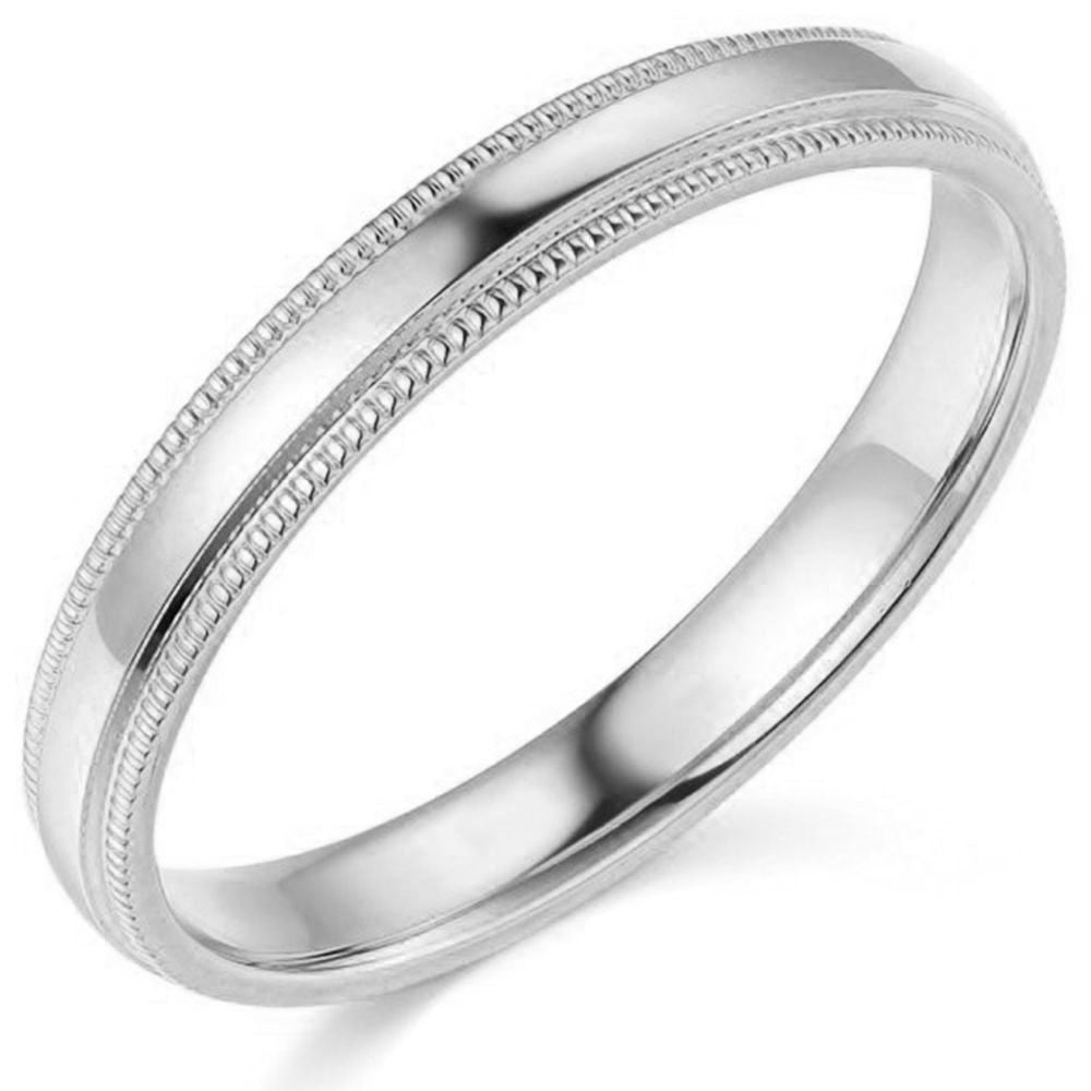 3mm Platinum Milgrain Wedding Band