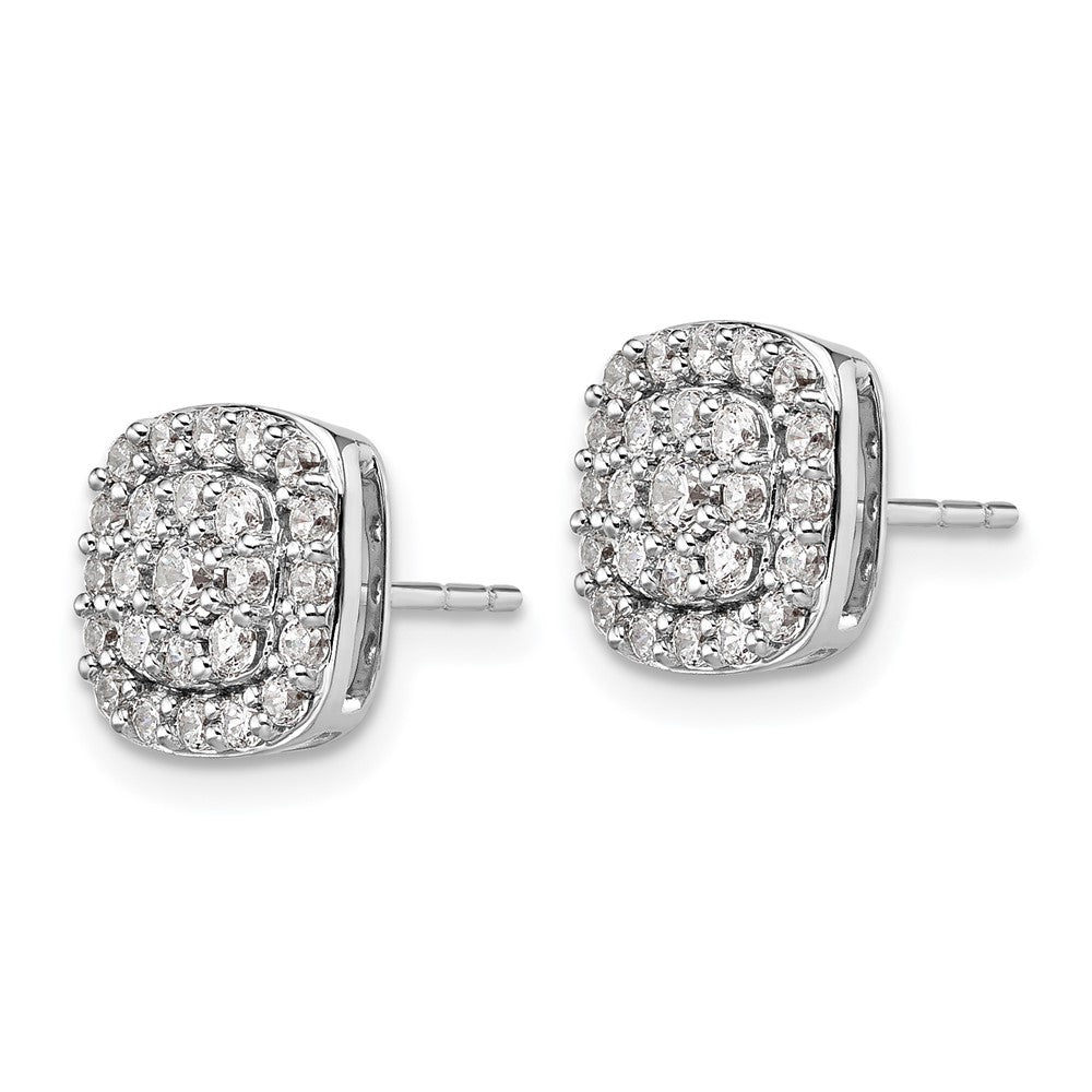 14k Gold 0.88 CT Lab Grown Diamond Squared Halo Stud Earrings VS Clarity G-H Color