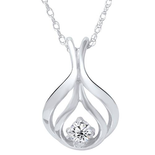 VS Solitaire Diamond Pendant 10K White Gold