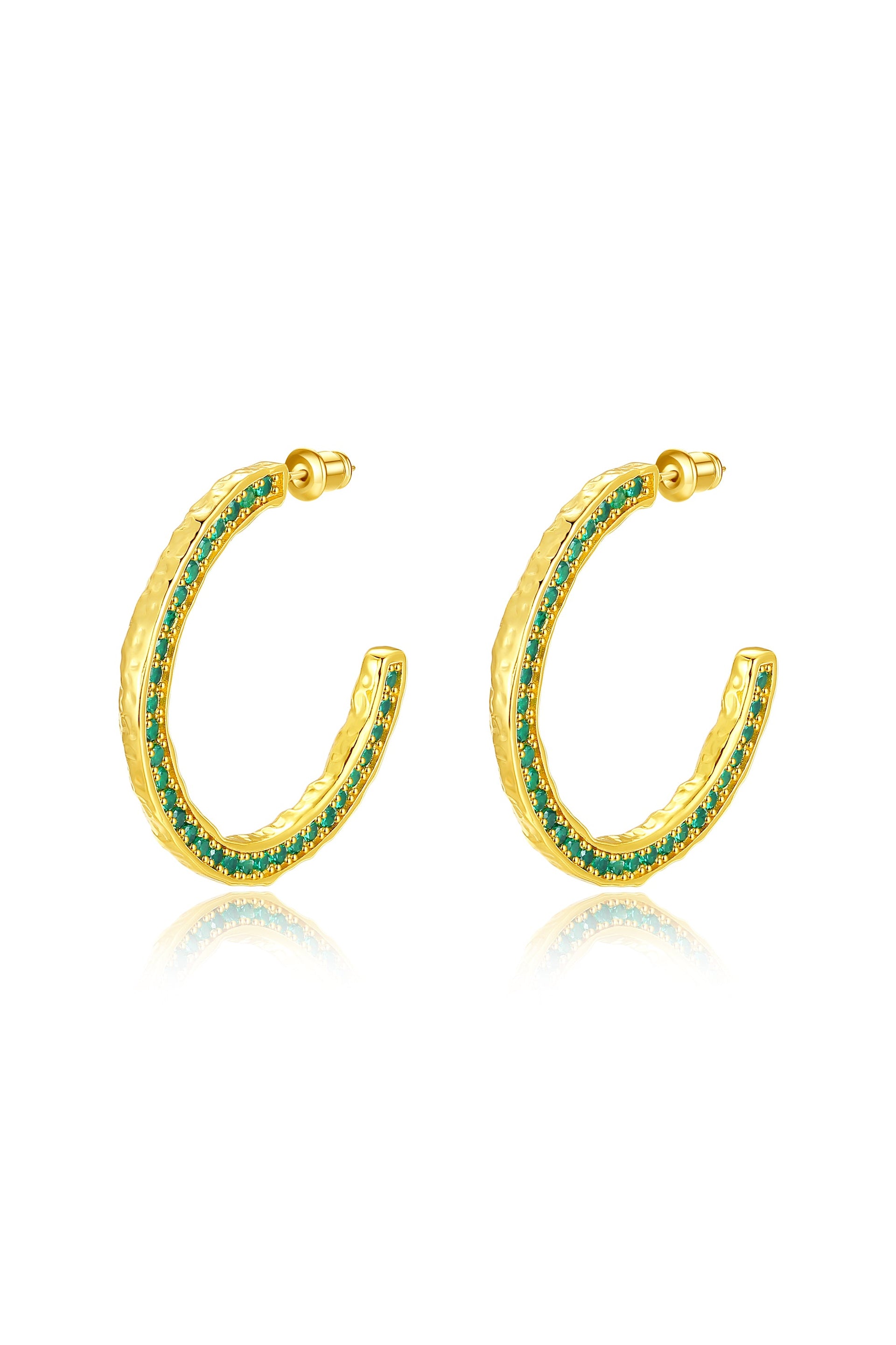 Gold Zirconia Molten C Hoop Earrings