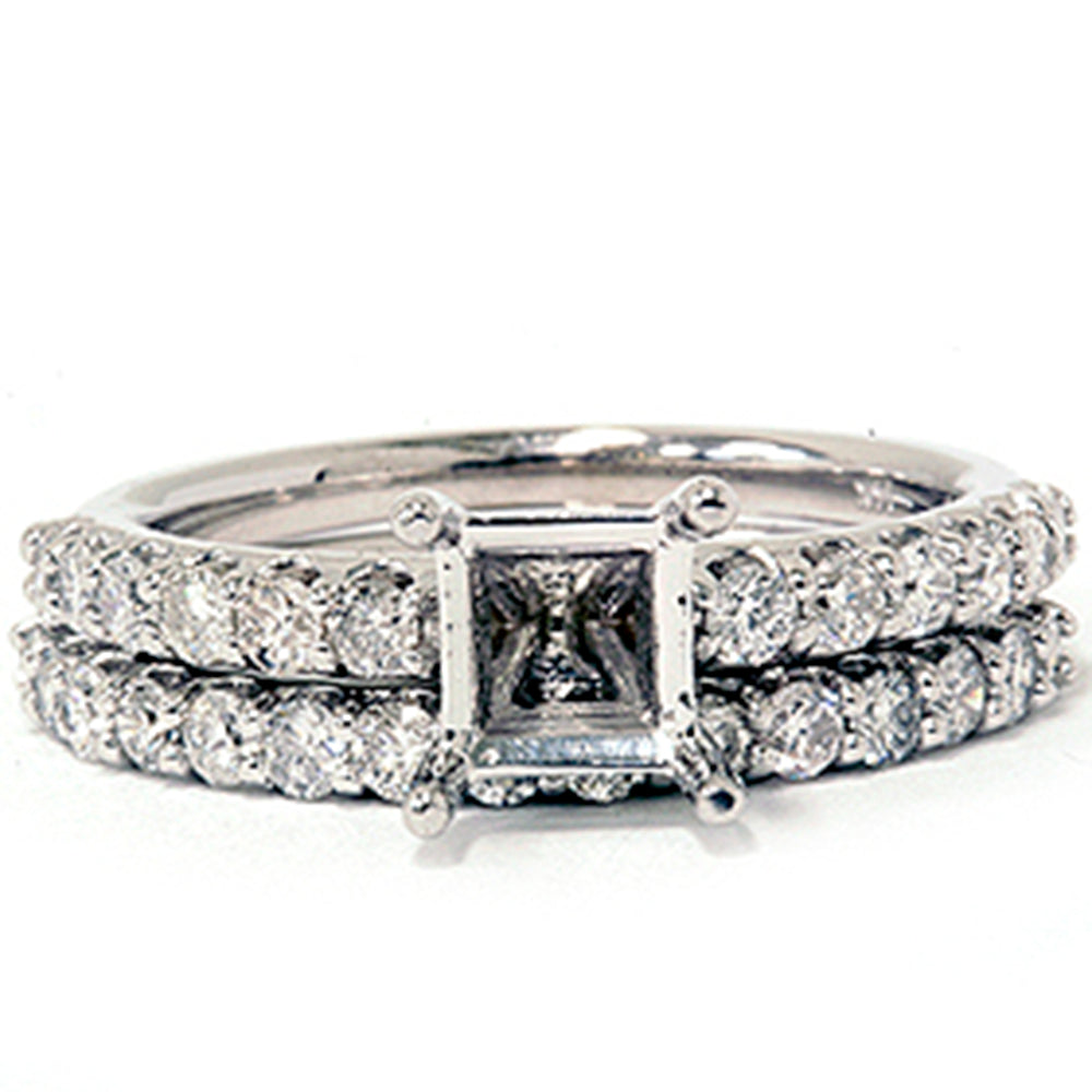 1ct SI Half Eternity Diamond Wedding Ring Set 14K White Gold