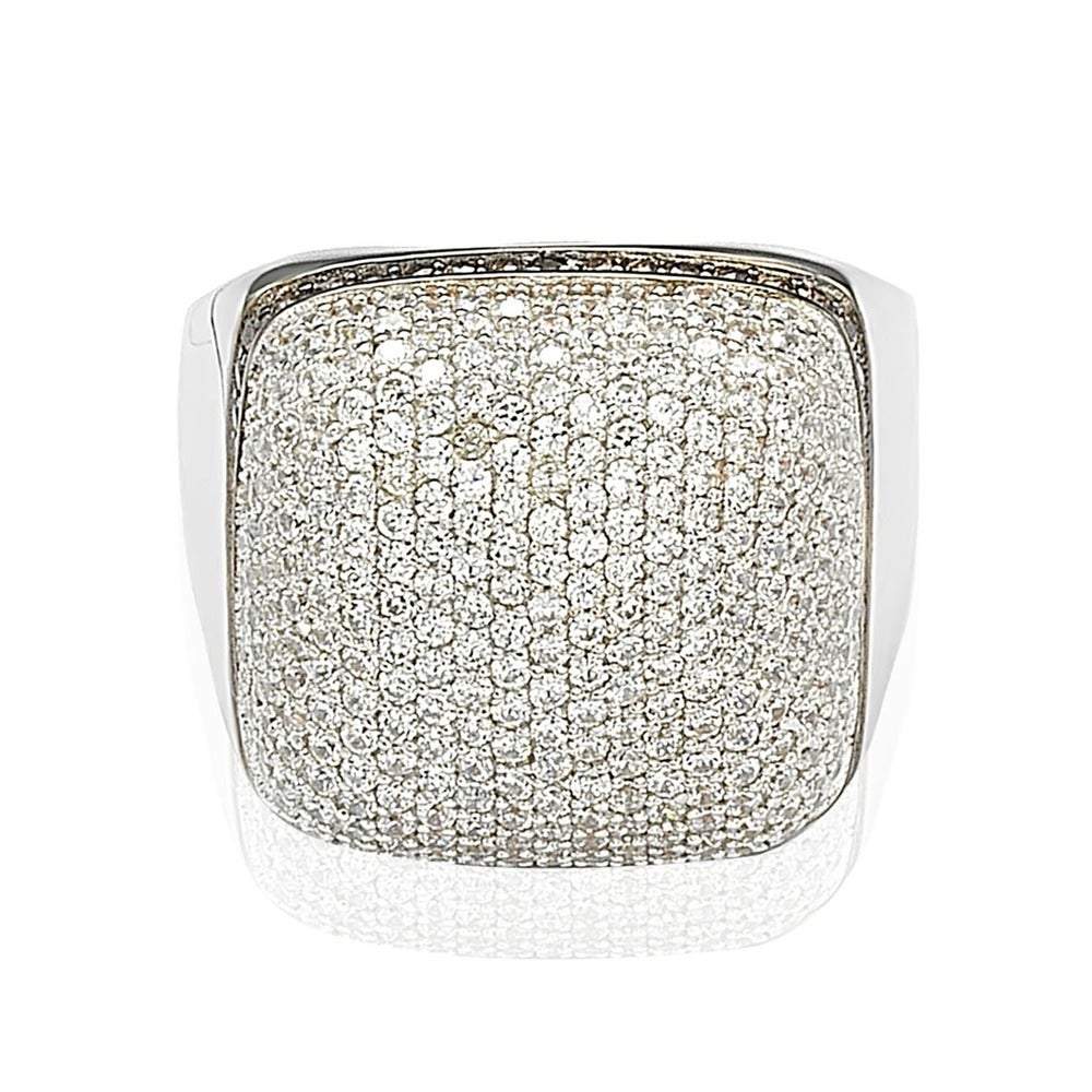 Suzy Levian Sterling Silver Brown and White Cubic Zirconia Micro Pave Dome Ring
