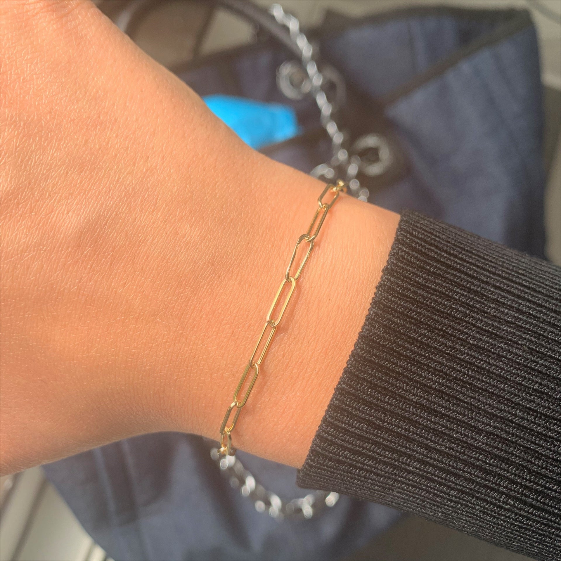 14k Gold Paperclip Link Bracelet