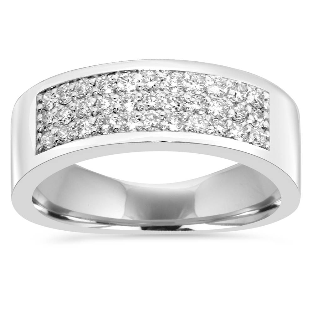 1/2 CT Round Diamond Pave Wedding Anniversary Ring 10K White Gold Lab Grown