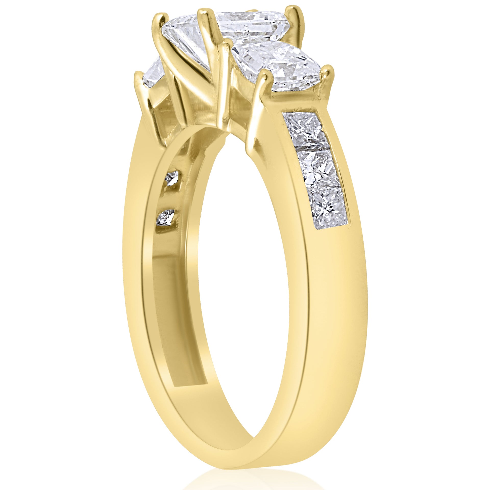 2 1/2 ct Princess Cut Diamond Engagement Ring 14k Yellow Gold