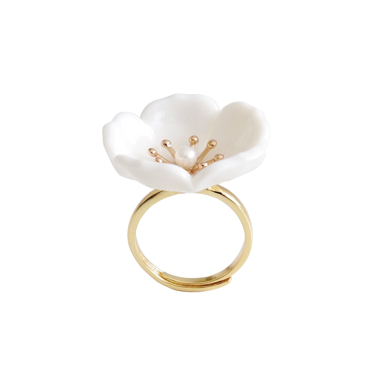 Snow White Porcelain Plum Blossom Ring