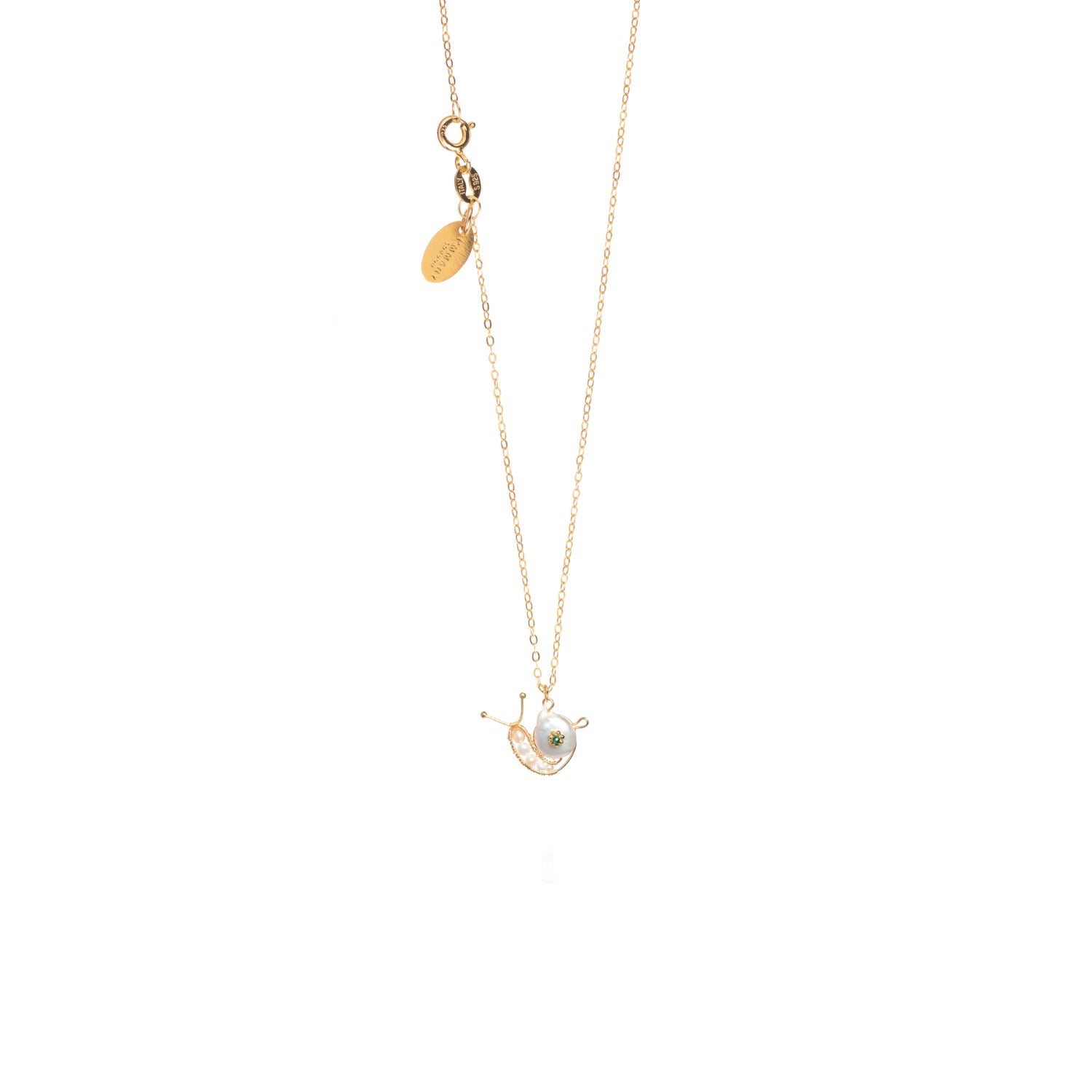 Snailed It Freshwater Pearl Snail Necklace 18K Gold-Filled Chain