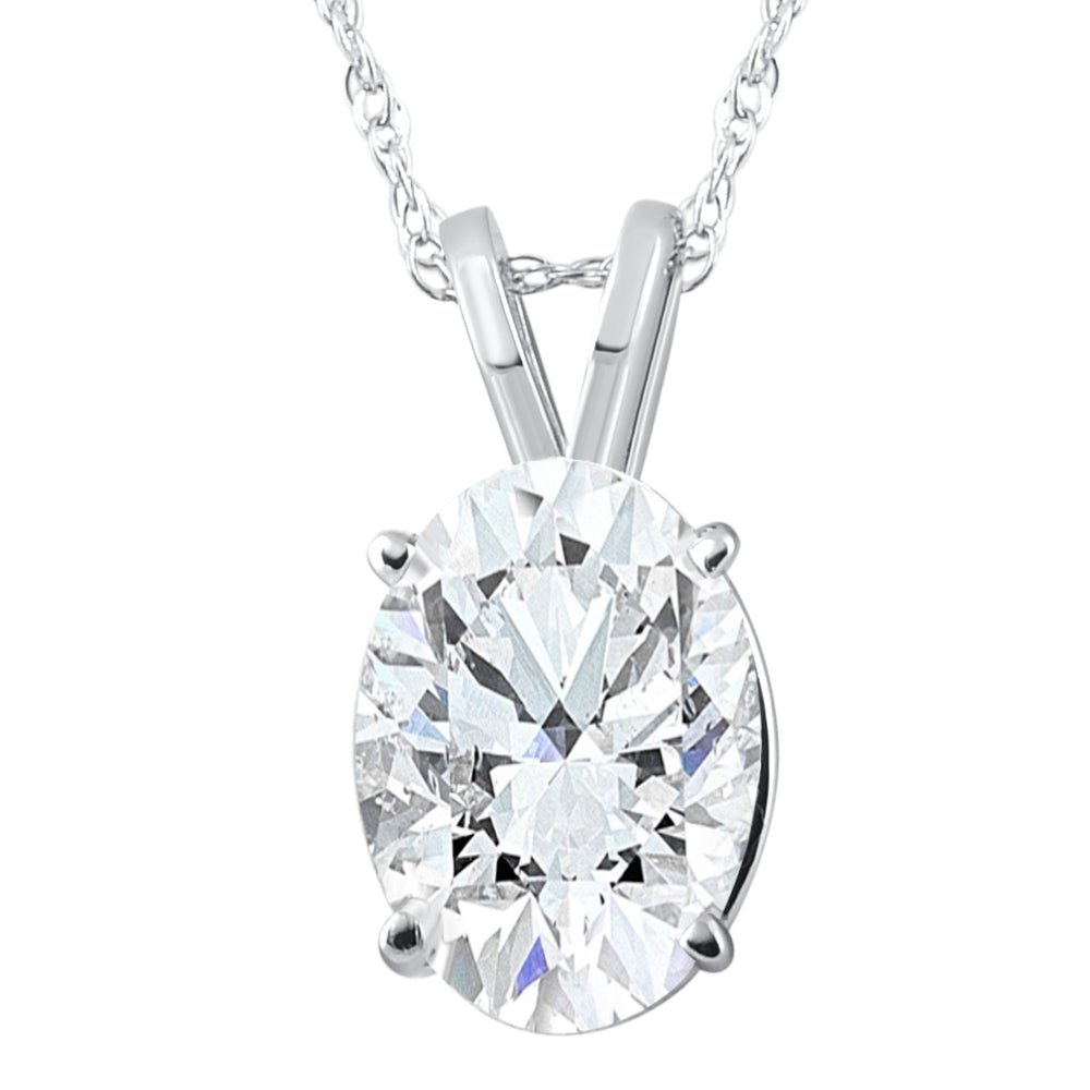 Certified 3ct Oval Diamond Solitaire Certified Lab Grown Diamond Pendant Necklace