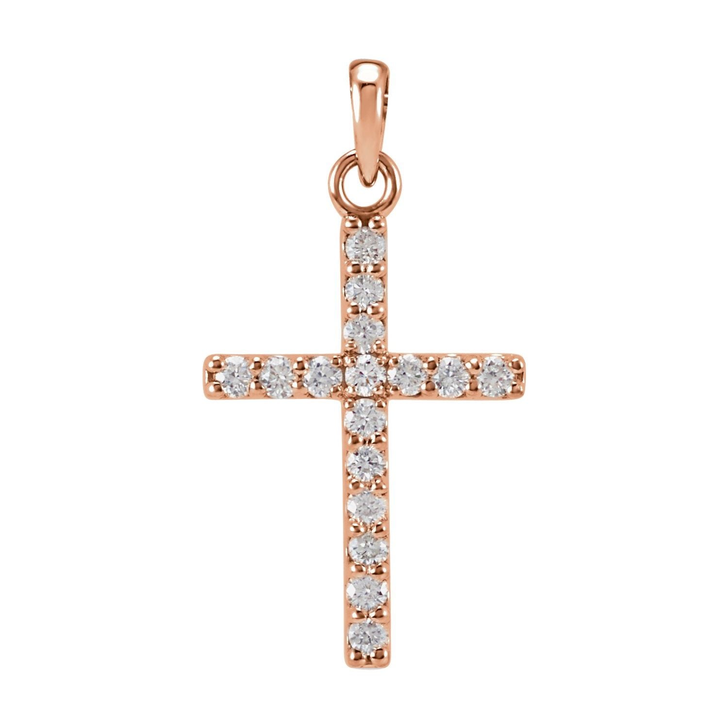 14k Gold 1/8ct Lab-grown Diamond Cross Pendant