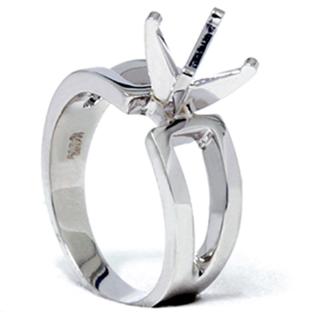 Contemporary Solitaire Engagement 14K White Gold Ring Setting