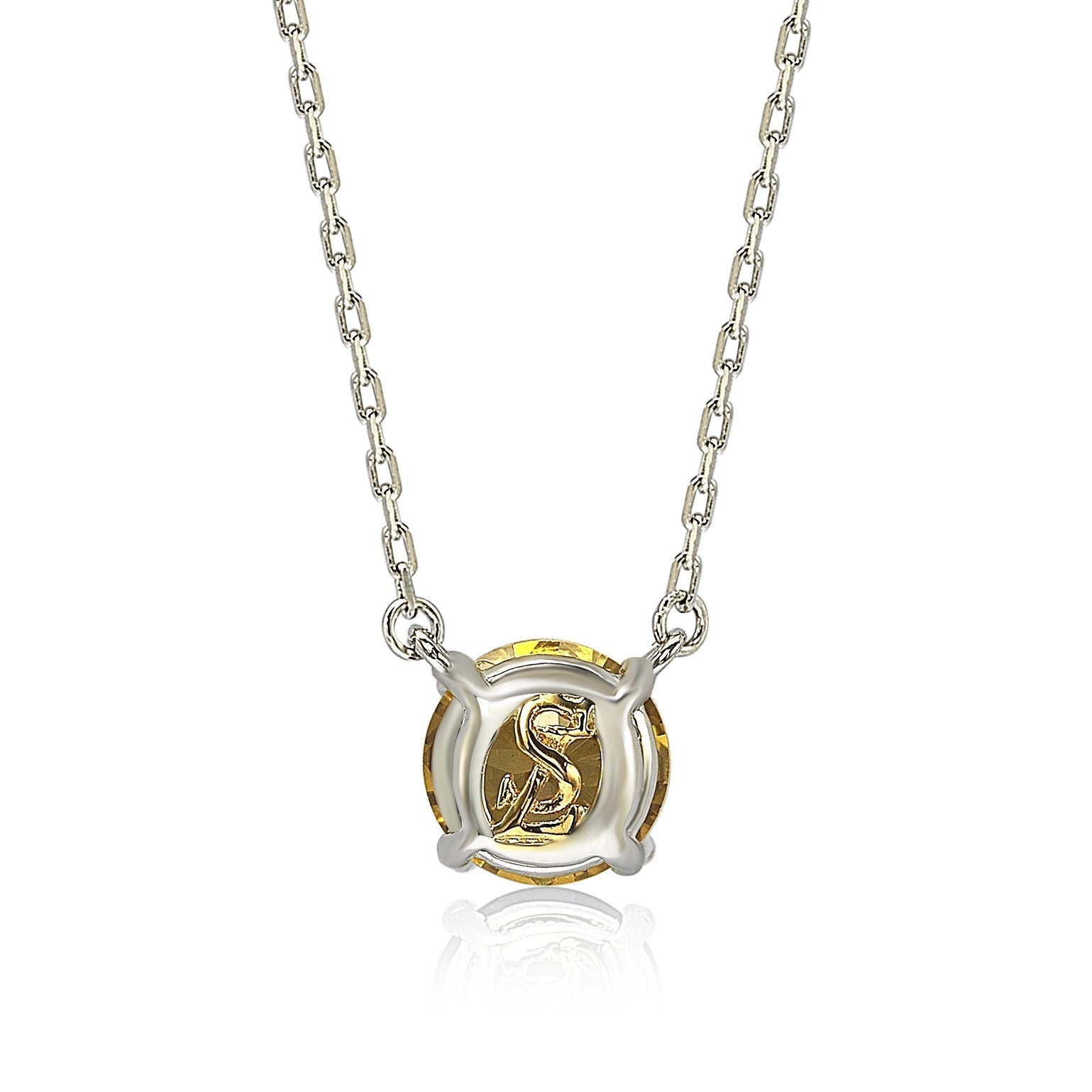 Suzy Levian Sterling Silver Yellow Sapphire Solitaire Necklace
