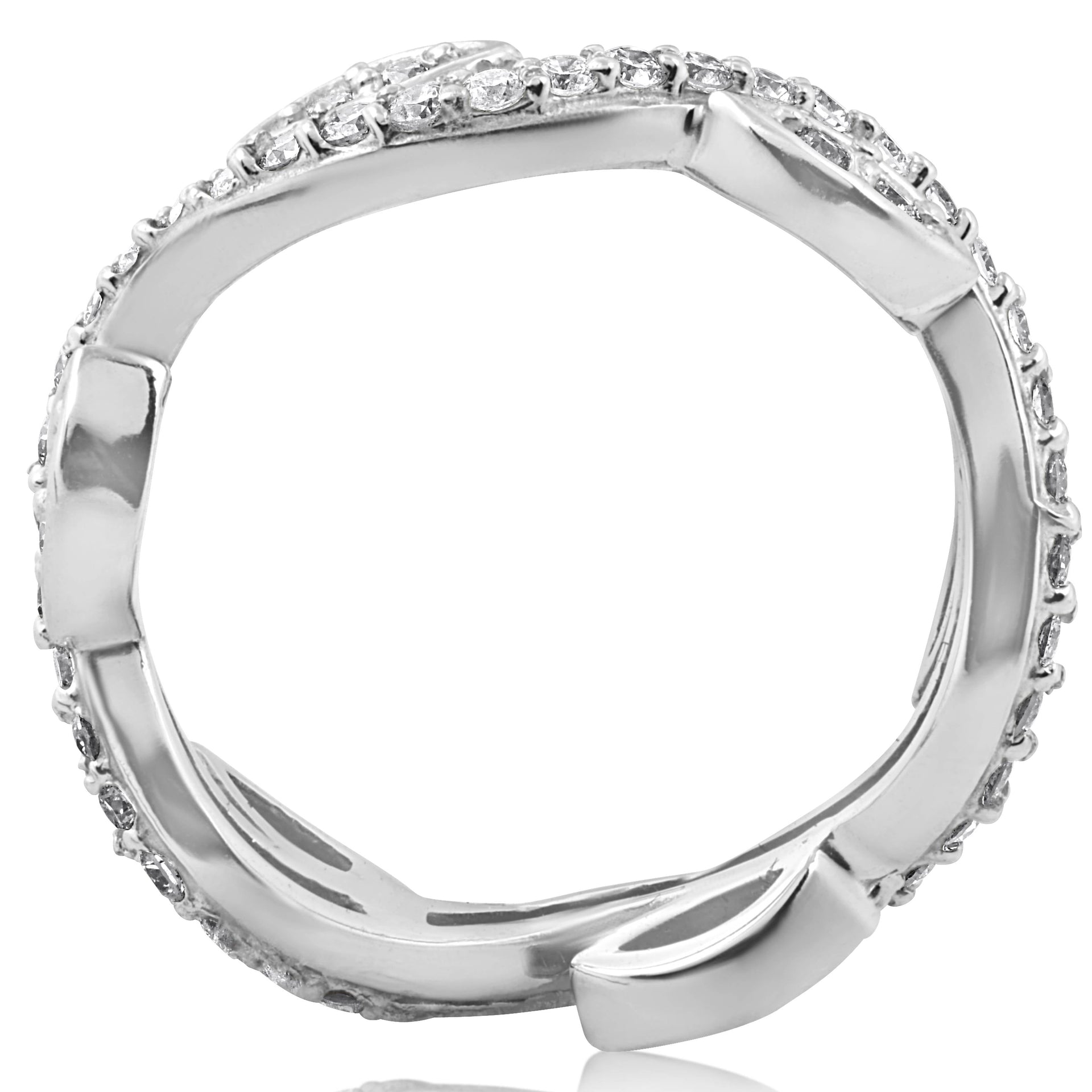 1/2 CT Diamond Vintage Vine Floral Eternity Stackable Wedding Ring 14K White Gold