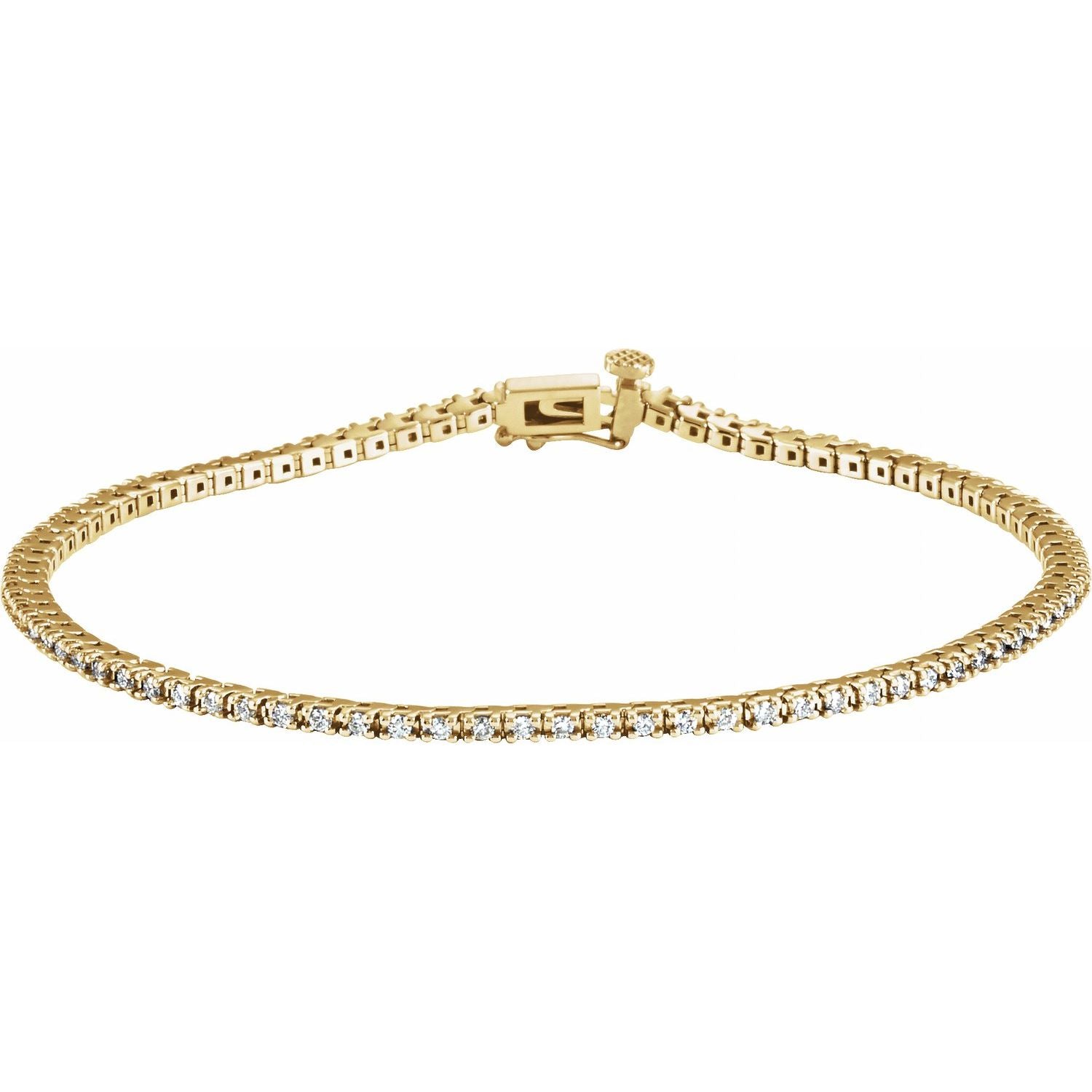 14k Gold 7/8 Ctw Lab-grown Diamond Line Bracelet 7.25'