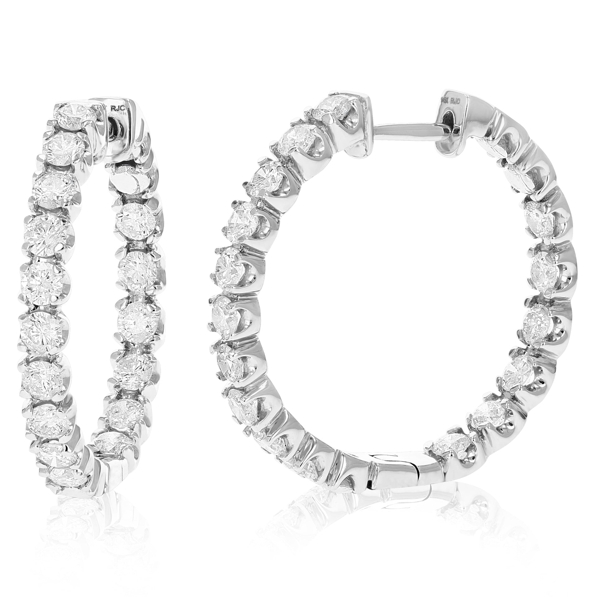 2.50 cttw 14K White Gold Diamond Hoop Earrings (I-J)