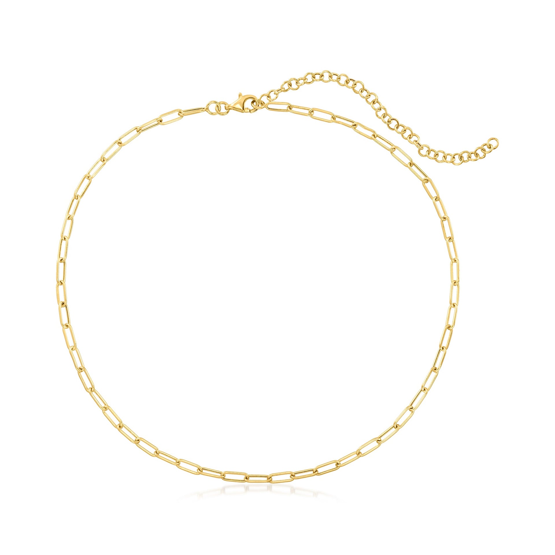 3mm 10kt Yellow Gold Paper Clip Link Choker Necklace