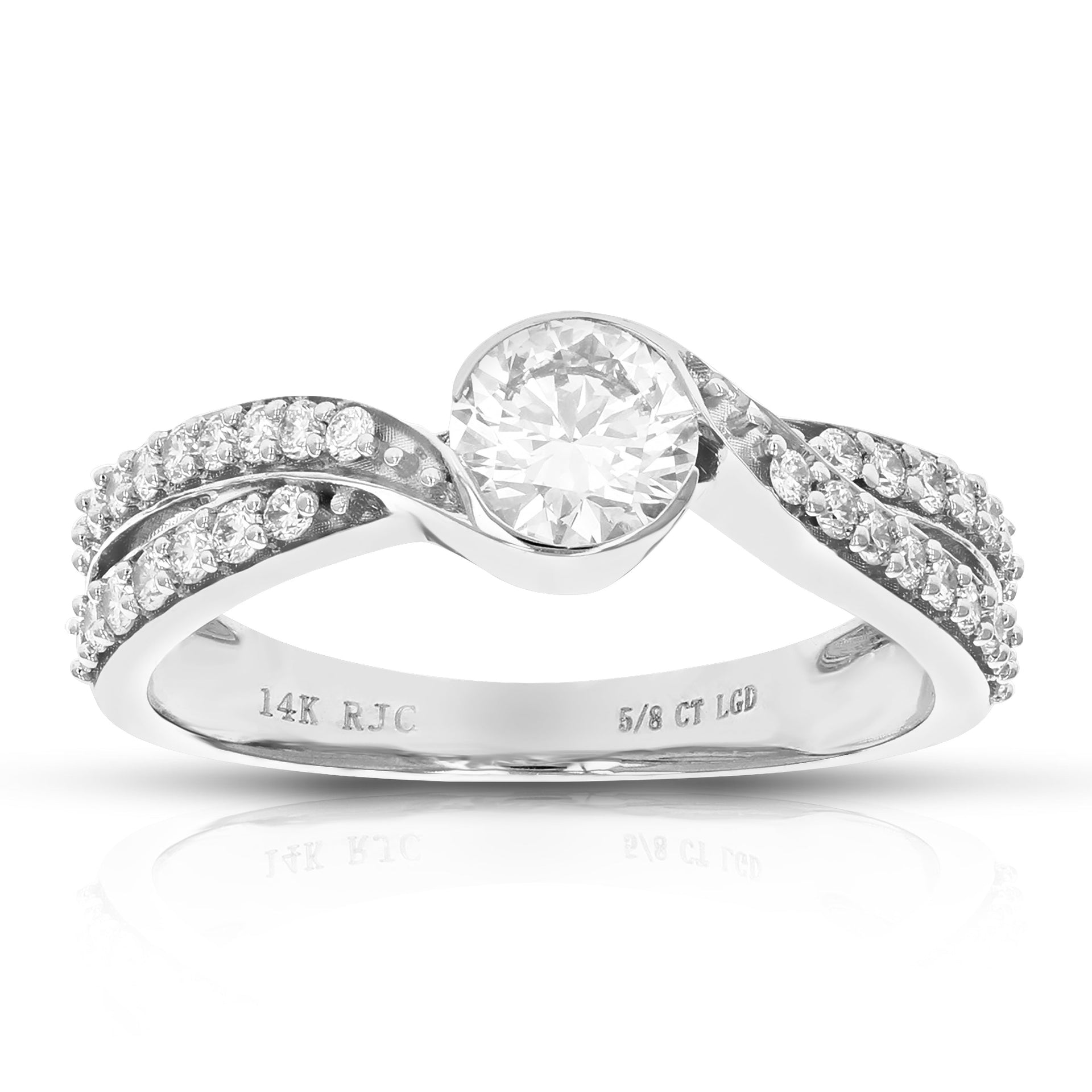 5/8 cttw Round Lab Grown Diamond Engagement Ring 33 Stones 14K White Gold Prong Set 3/4 Inch