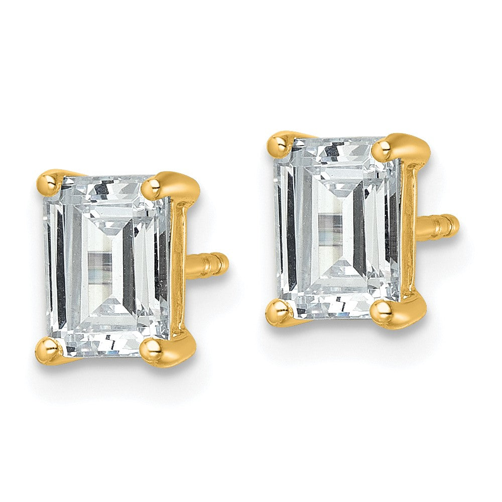 14k Gold 2 CTW Lab Grown Diamond Emerald Stud Earrings