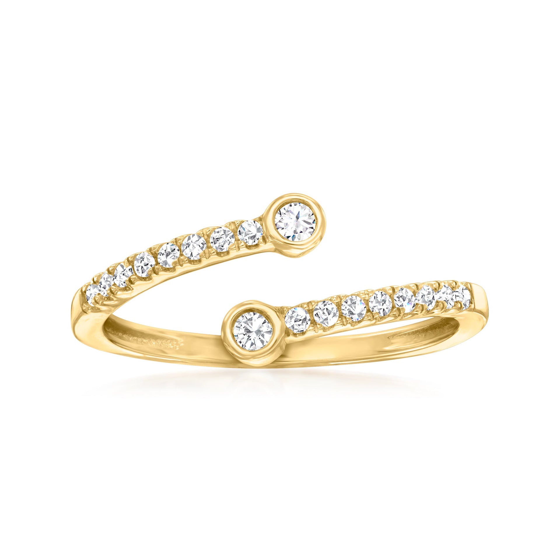 Bezel-Set Diamond Bypass Ring in 10kt Yellow Gold